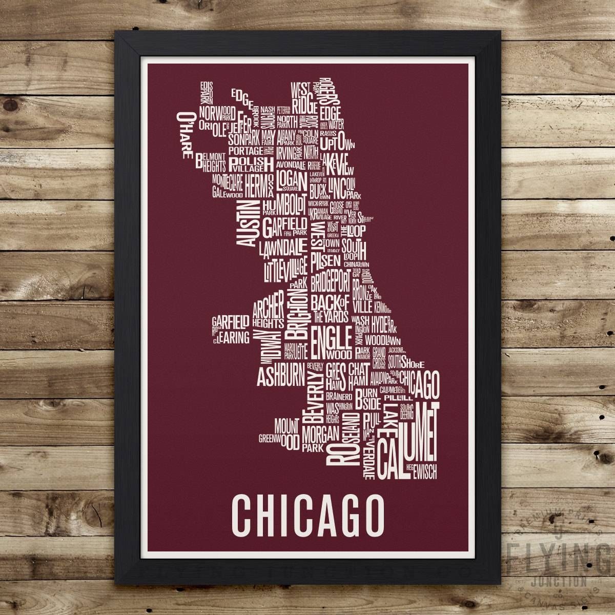 Chicago Neighborhood Map Print Chicago Wall Art Chicago Pertaining To Most Popular Chicago Map Wall Art (View 1 of 20)