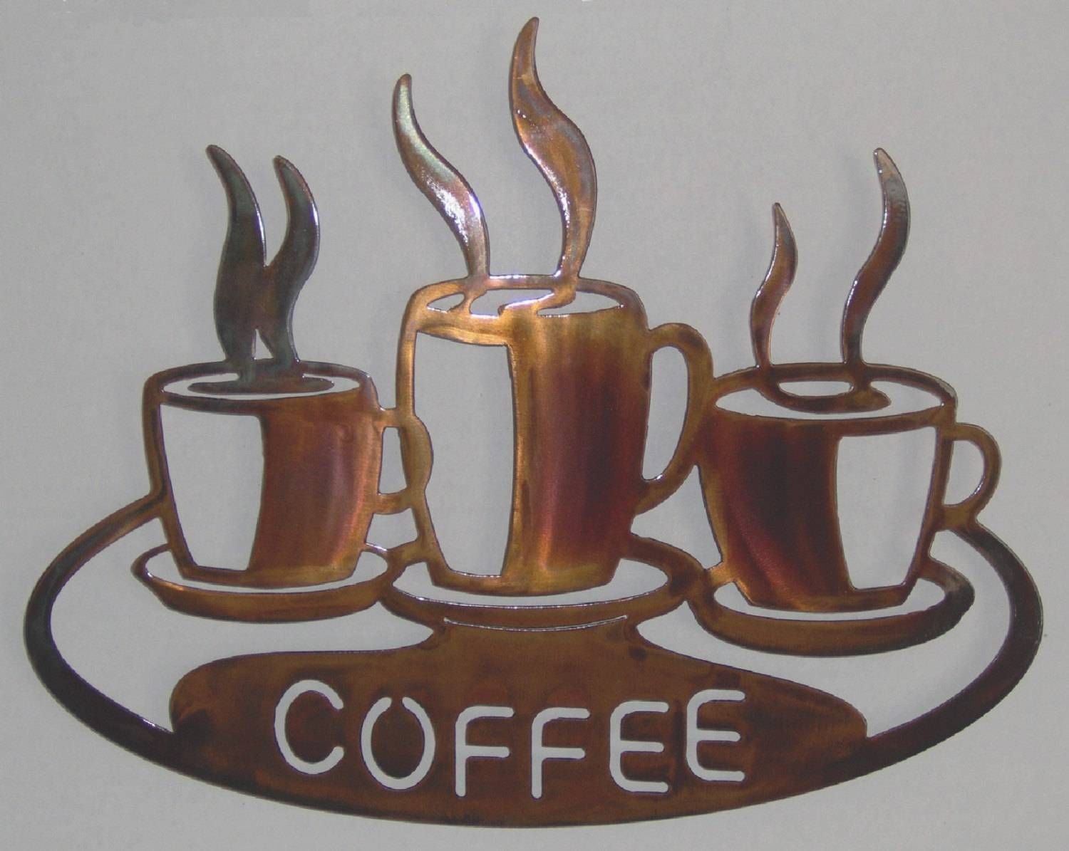 Coffee Cups On Platter Metal Wall Art Inside Most Up To Date Coffee Cup Metal Wall Art (Gallery 10 of 20)