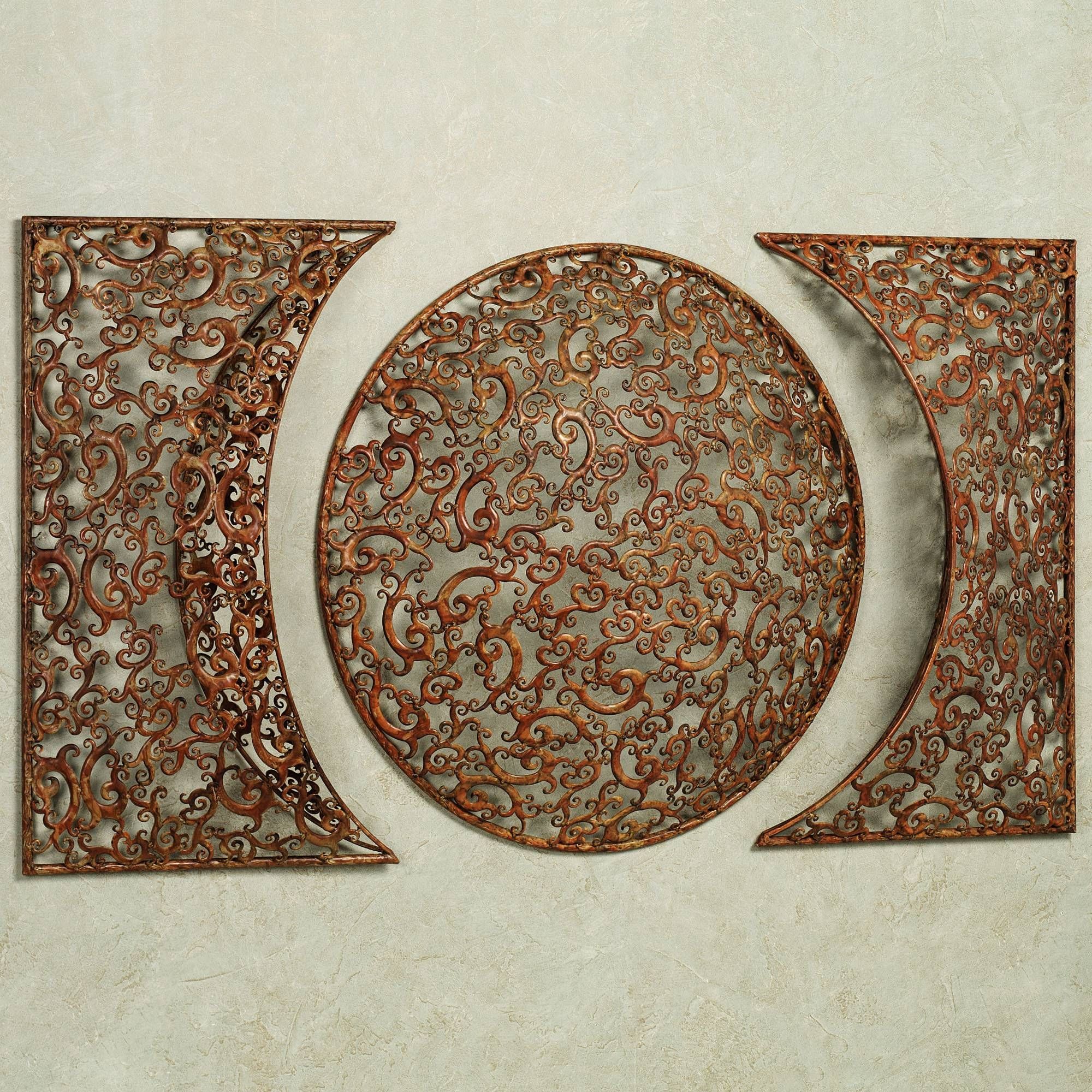 Cool Round Metal Scroll Wall Art Fancy Swirl Metal Wall Round Intended For Most Up To Date 3 Piece Metal Wall Art (Gallery 20 of 20)