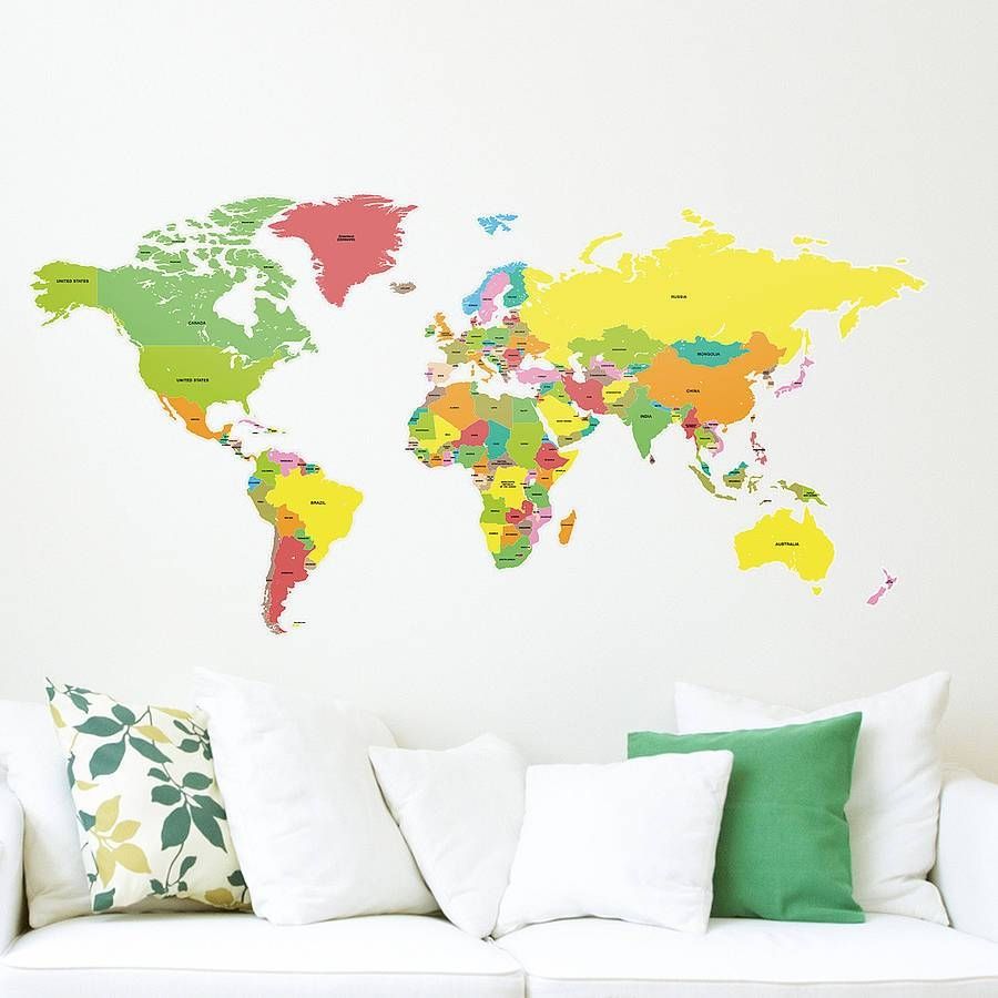 Countries Of The World Map Wall Sticker From Stunning : Sticker With 2017 World Map Wall Art Stickers (View 10 of 20)