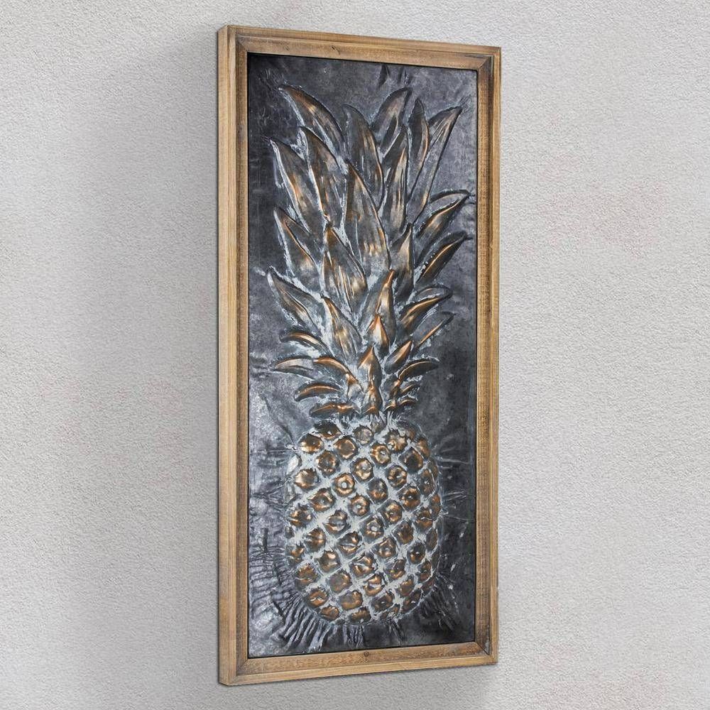 Crystal Art Gallery Metal Pineapple Framed Wall Art 160921web Pertaining To Most Recent Metal Wall Art With Crystals (View 12 of 20)