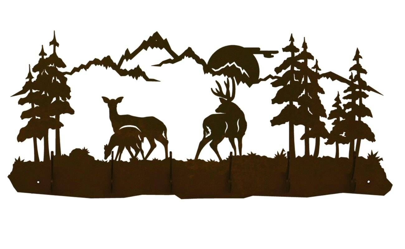 Deer Family Scene Six Hook Metal Wall Coat Rack Within Most Recent Deer Metal Wall Art (View 5 of 20)