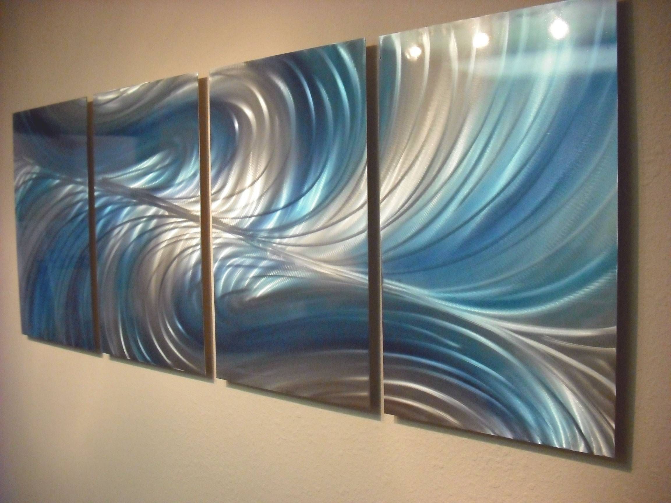 Echo 3 Blues – Abstract Metal Wall Art Contemporary Modern Decor With Current Blue Metal Wall Art (View 19 of 20)
