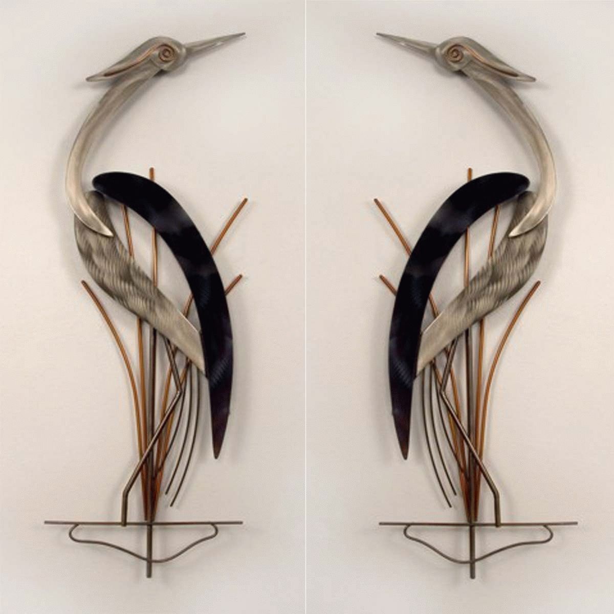Elegant Pair Of Herons Wall Sculpture Regarding Recent Heron Metal Wall Art (View 5 of 20)