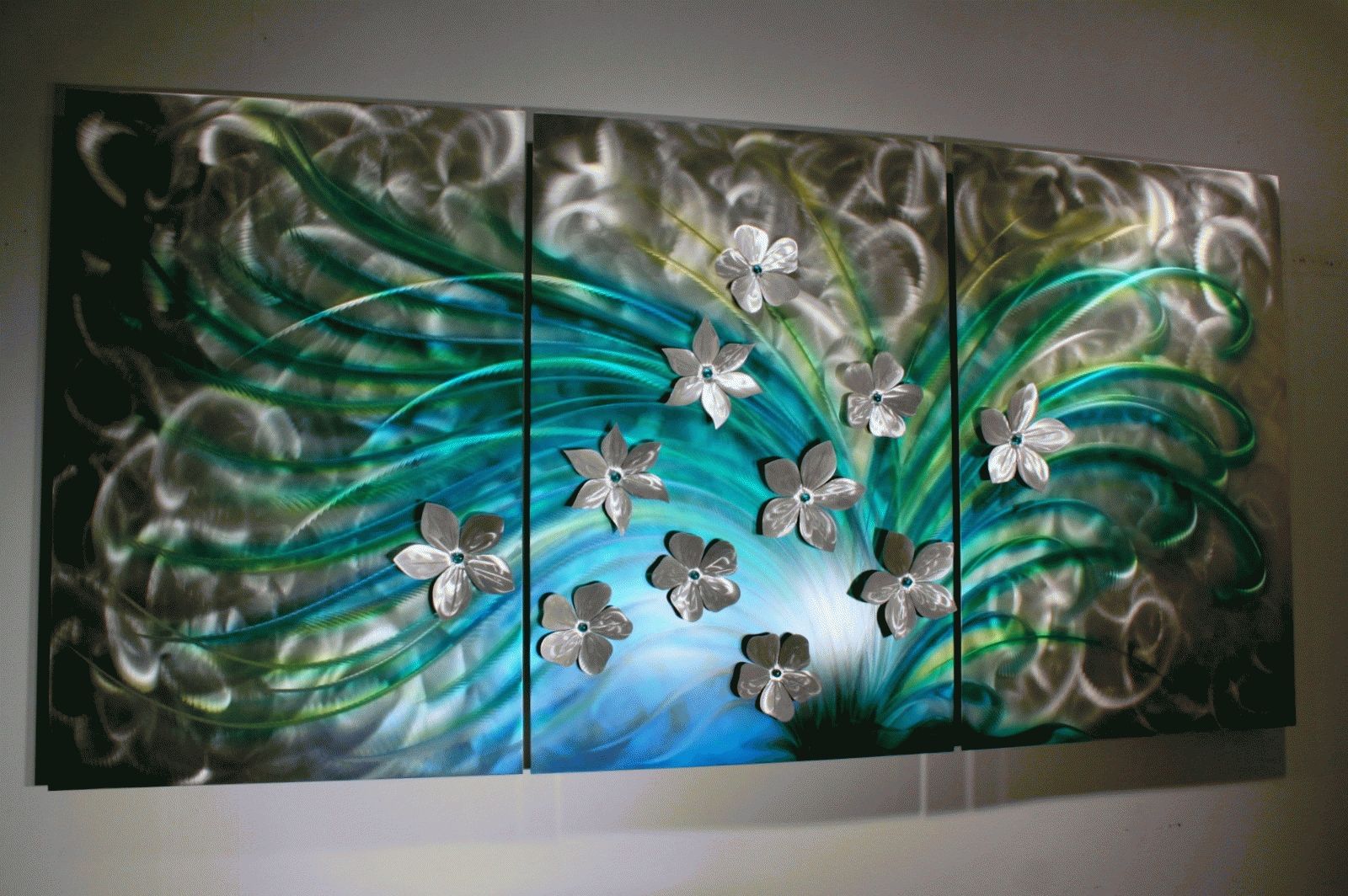 Floral Art, Metal Wall Sculpture, Abstract Home Decor Painting Pertaining To Most Recent Painting Metal Wall Art (View 2 of 20)