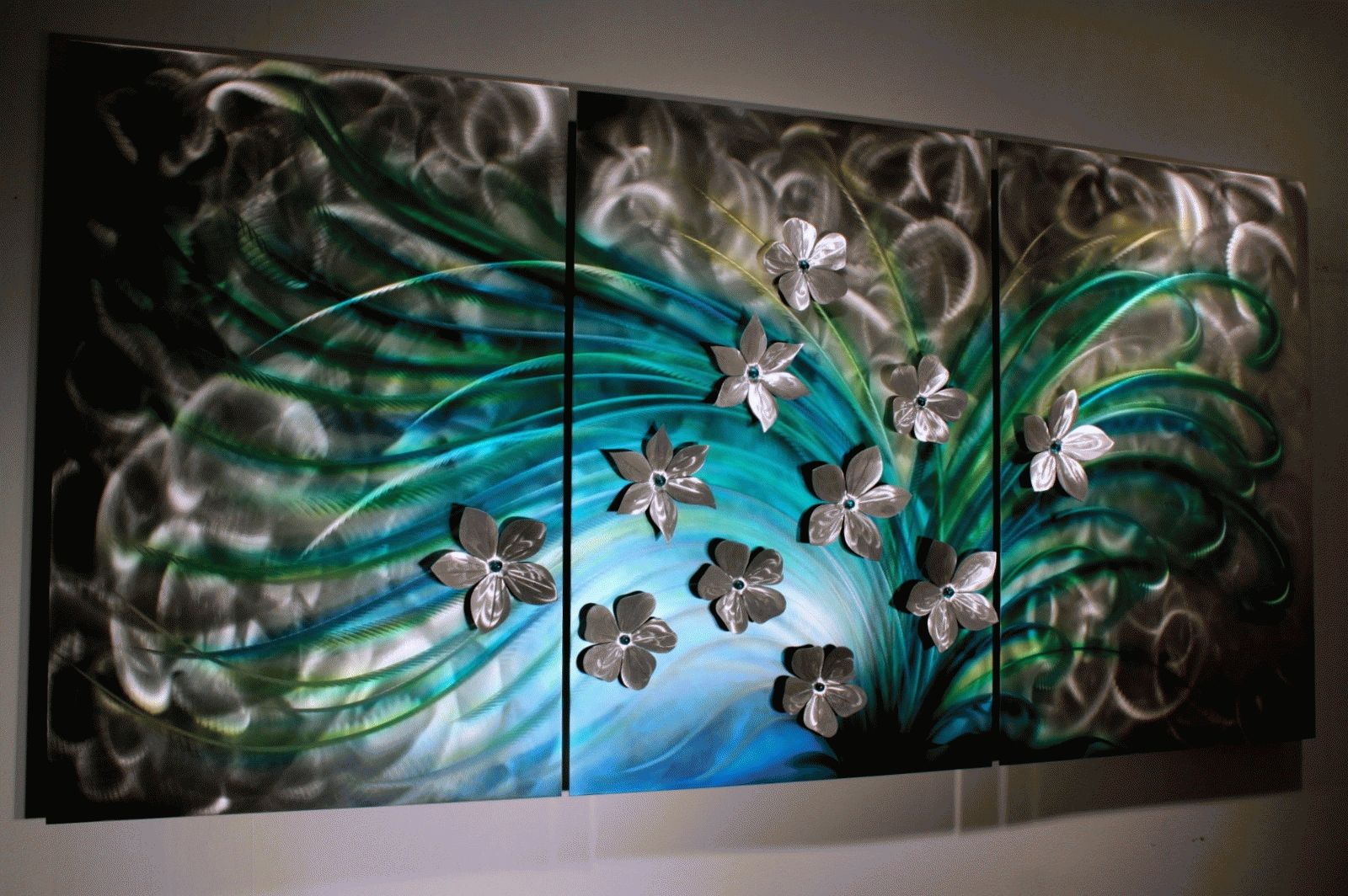 Floral Art, Metal Wall Sculpture, Abstract Home Decor Painting Within Most Recently Released Home Metal Wall Art (View 16 of 20)