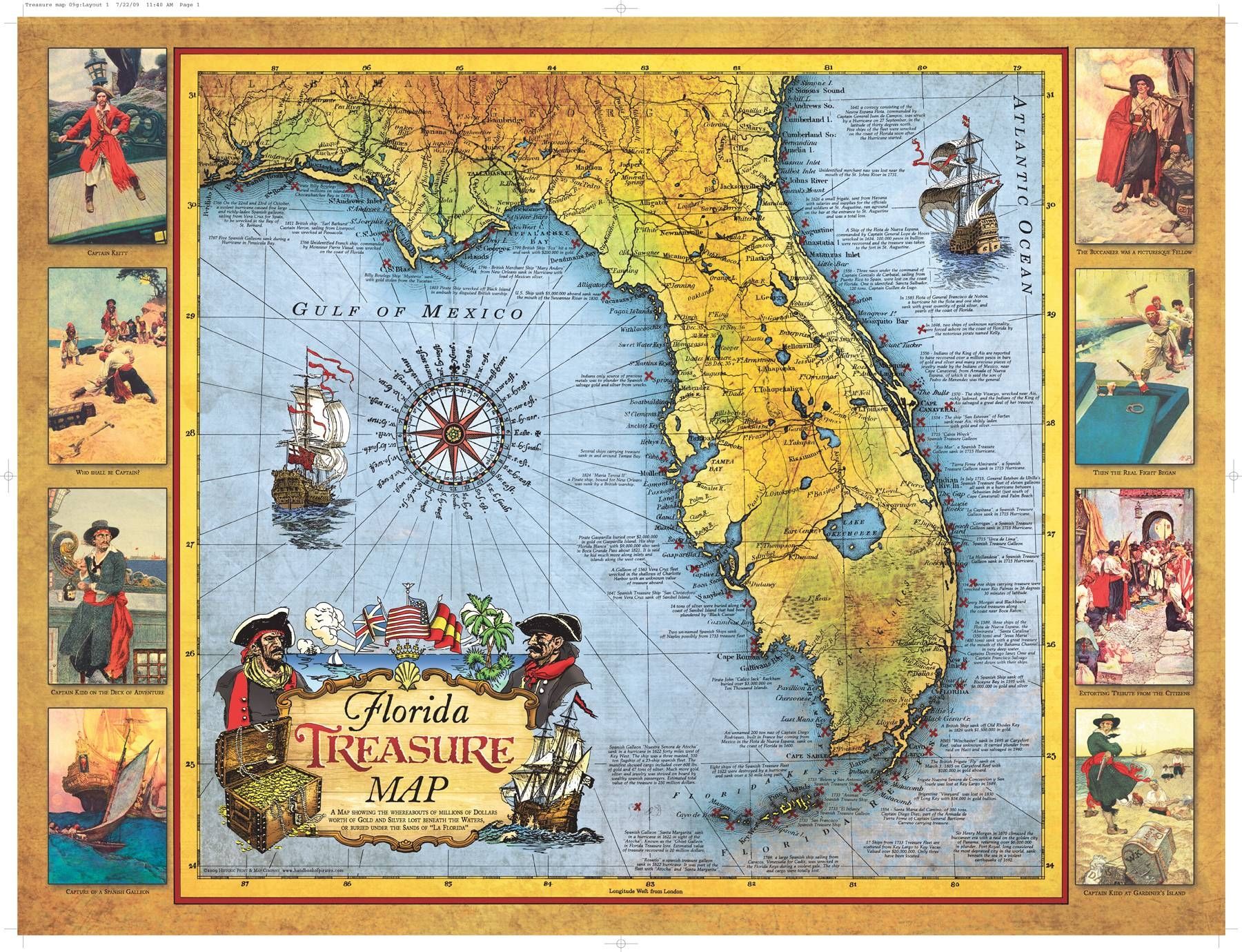 Florida Treasure Map | Historic Print Map Company – Clip Art Library In 2017 Treasure Map Wall Art (View 20 of 20)