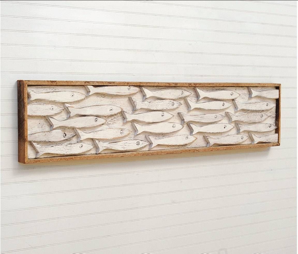 Framed Fish Art Minnow School Wooden Fish Wall Art Fish Decor For Most Up To Date School Of Fish Metal Wall Art (View 14 of 20)