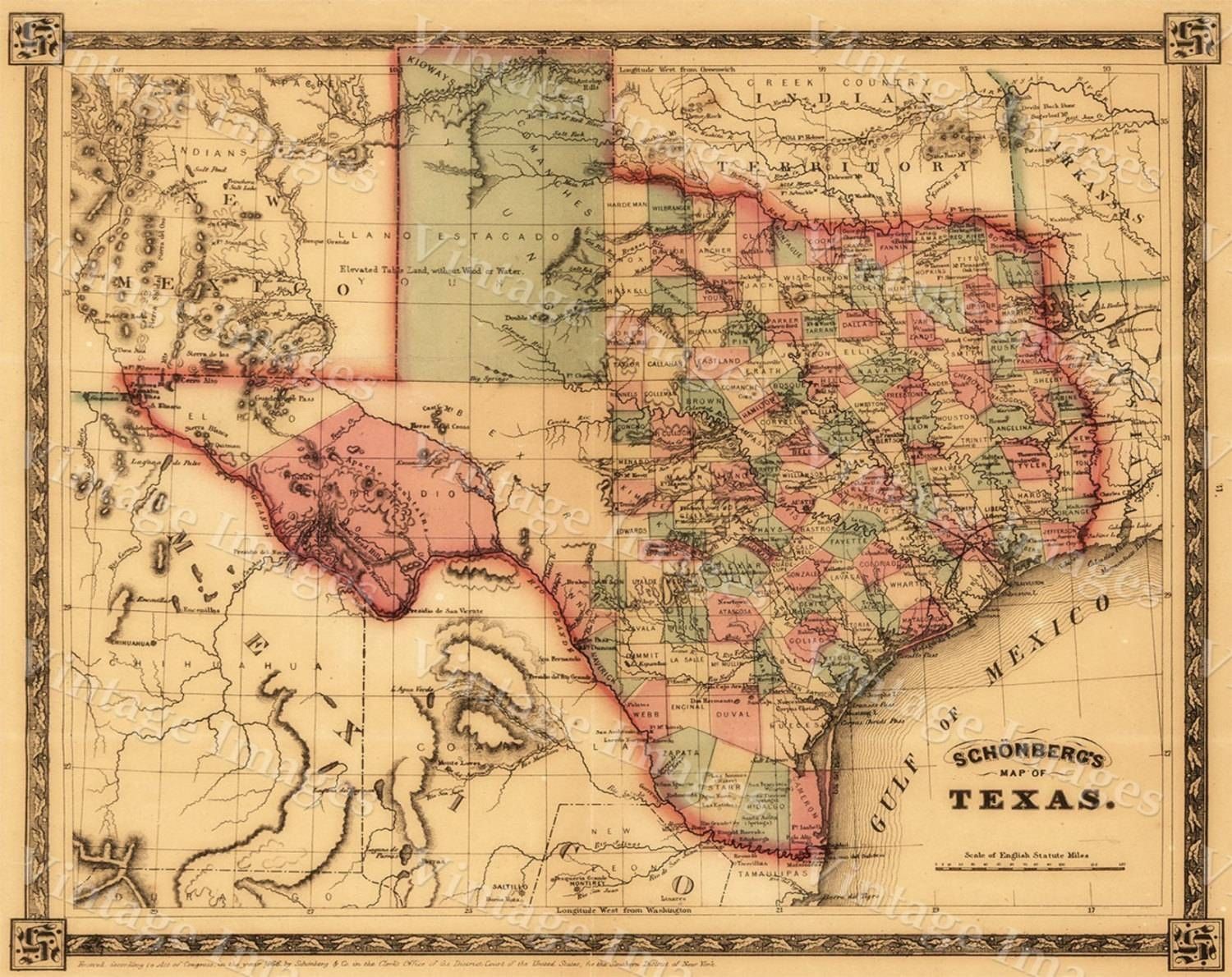 Giant 1866 Texas Old West Map Antique Restoration Hardware With Regard To Most Current Texas Map Wall Art (View 1 of 20)