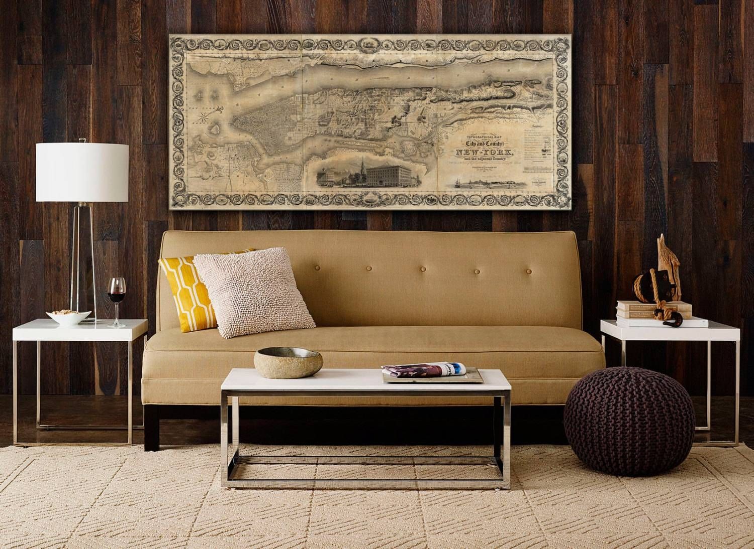 Giant Vintage New York City Map Old Antique Restoration In Newest Nyc Map Wall Art (View 14 of 20)