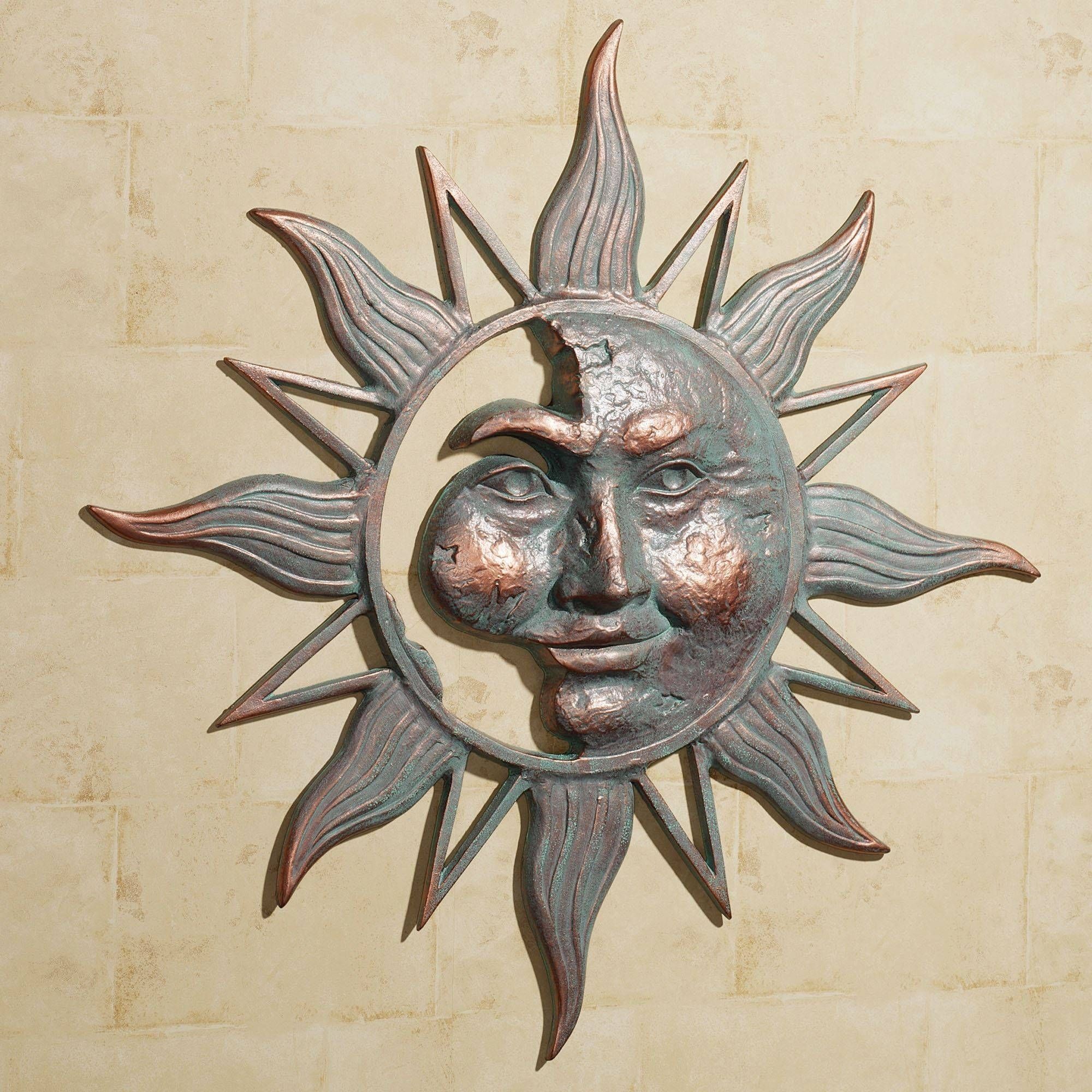 Half Face Sun Indoor Outdoor Metal Wall Art Regarding 2018 Decorative Outdoor Metal Wall Art (View 4 of 20)