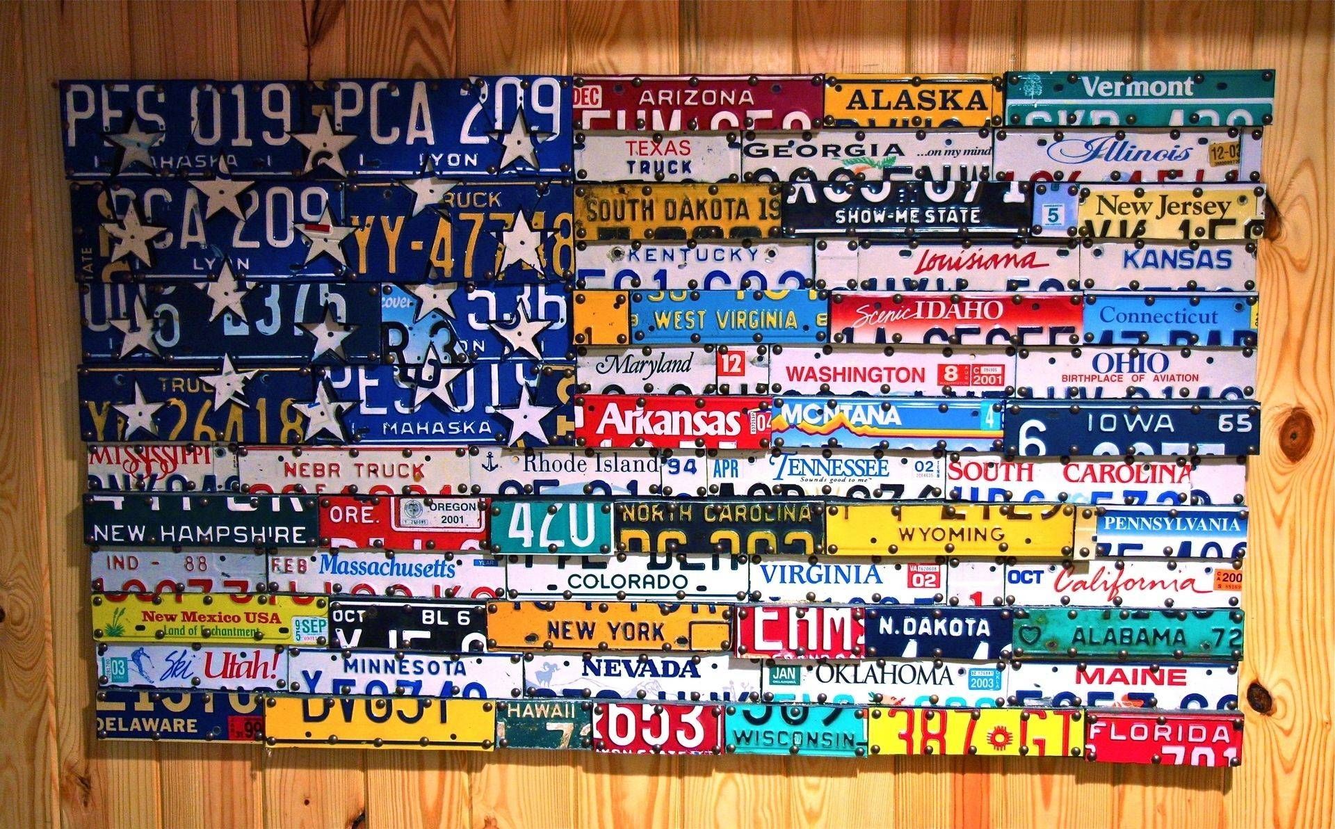 Hand Made License Plate Artthe Junk Bunk | Custommade With Regard To Latest License Plate Map Wall Art (View 14 of 20)