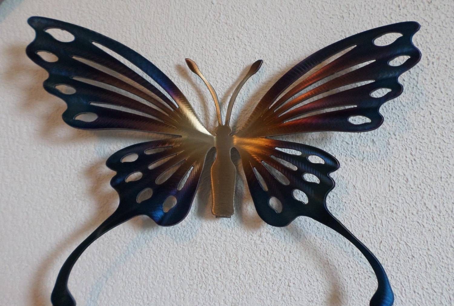 Hand Made Metal Butterfly,wall Art,home Decor,garden,nature,sculpture Pertaining To Current Butterflies Metal Wall Art (View 3 of 20)