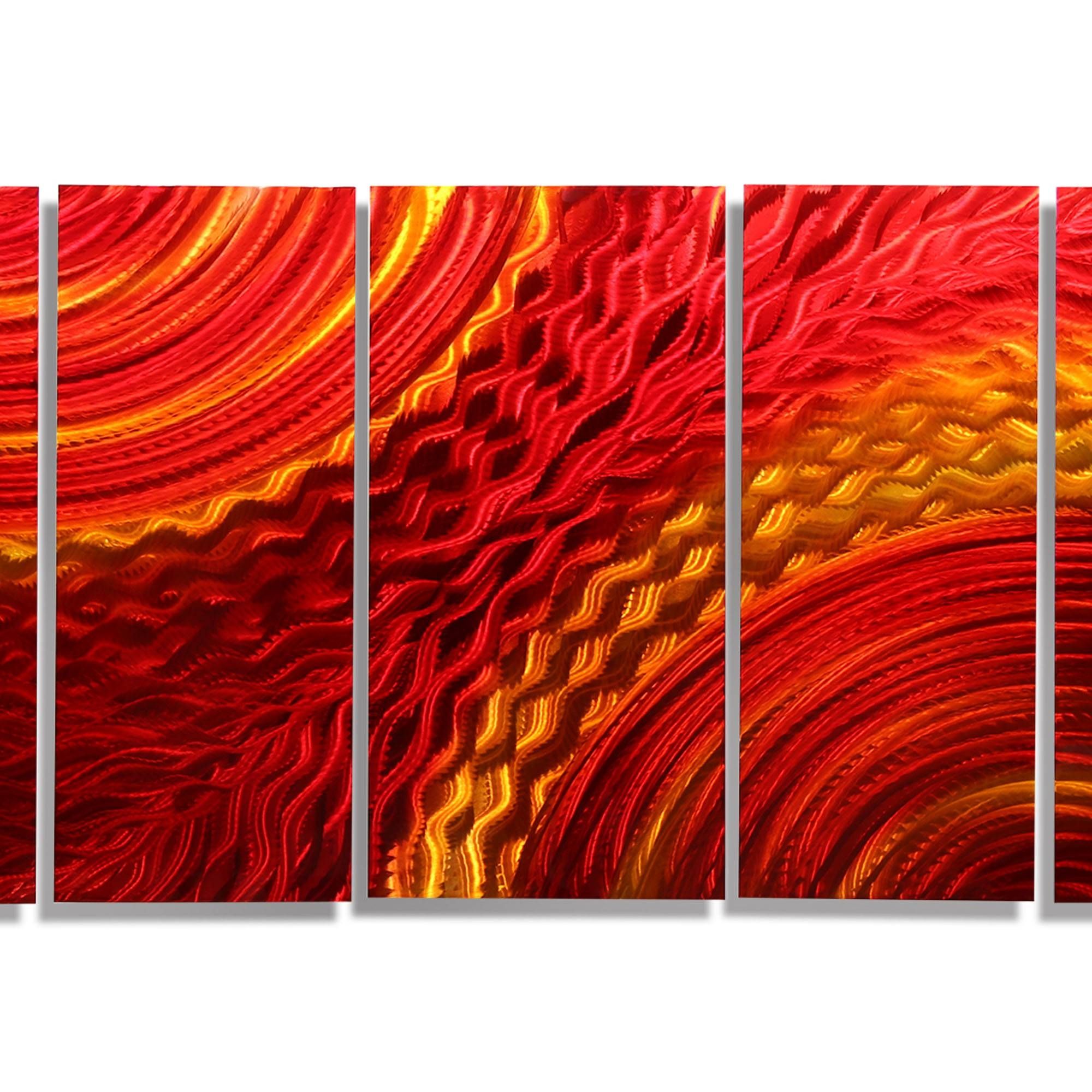 Harvest Moods Xl – Contemporary Red/gold Abstract Metal Hand Within Most Recently Released Painted Metal Wall Art (View 17 of 20)