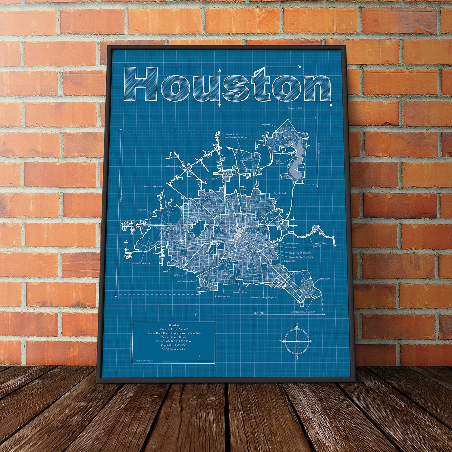 Houston Map Art Intended For Best And Newest Houston Map Wall Art (Gallery 1 of 20)