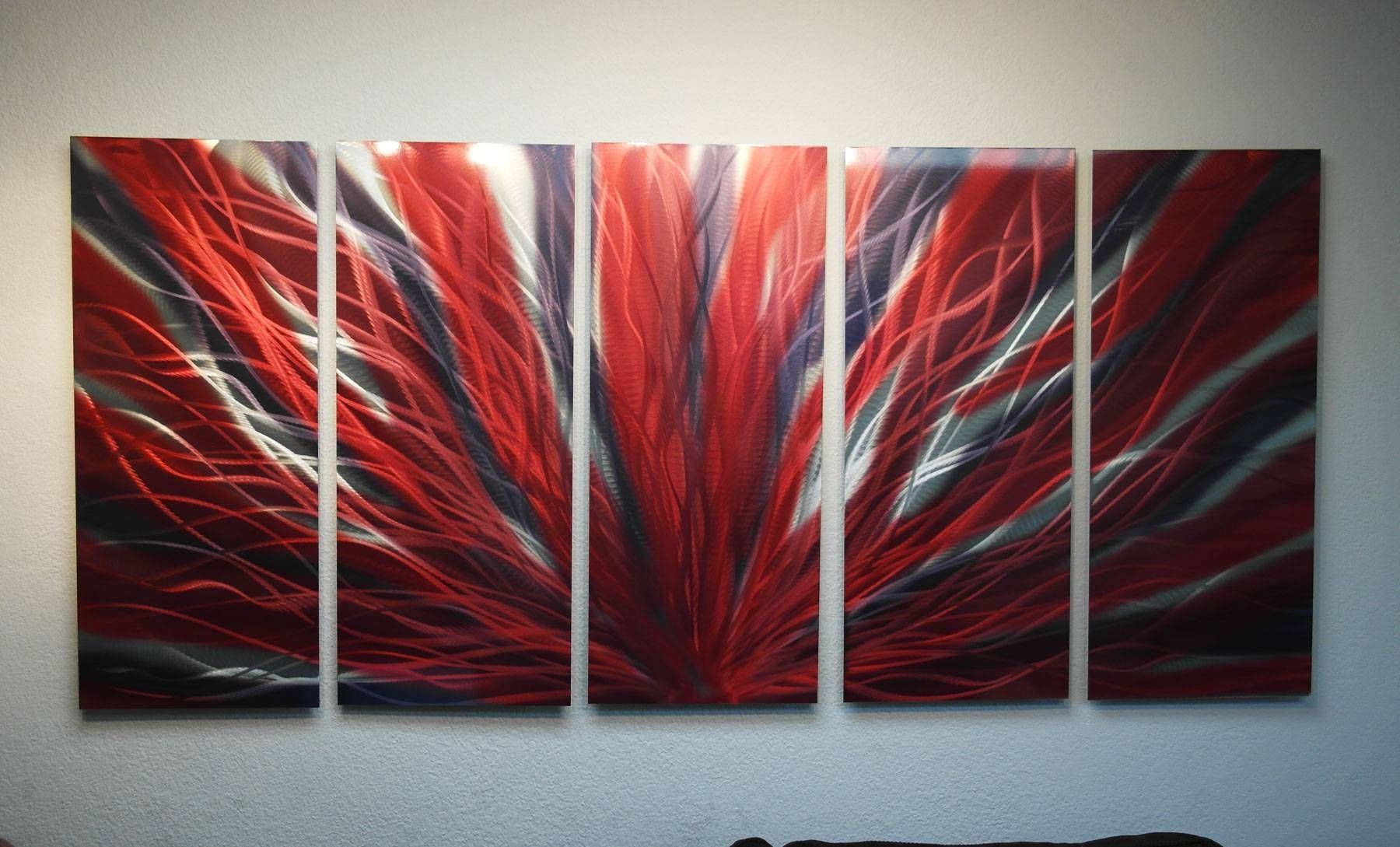 Large Radiance Red And Black  Metal Wall Art Abstract Sculpture Intended For Most Recent Red And Black Metal Wall Art (View 5 of 20)
