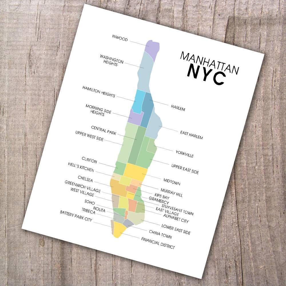 Manhattan Map Wall Art Print | The Pixel Prince With Recent Manhattan Map Wall Art (View 19 of 20)