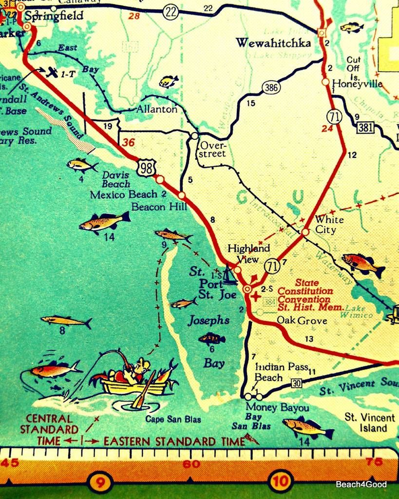 Mexico Beach Map Art Print Florida Map Art Port St Joe Map Throughout Current Florida Map Wall Art (View 5 of 20)