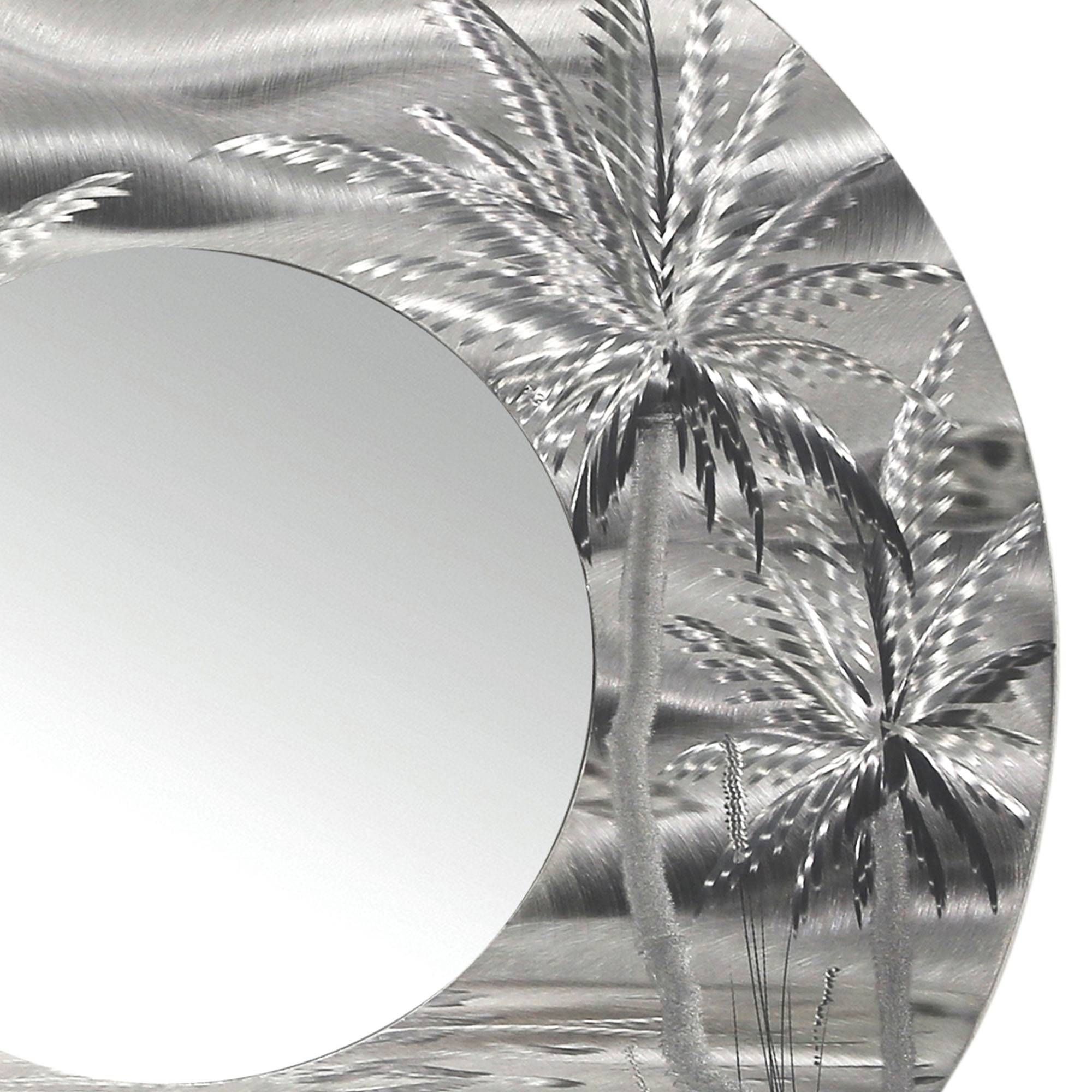 Mirror 106 – Modern Tropical Metal Wall Mirror – Silver Abstract Pertaining To 2017 Palm Tree Metal Wall Art (View 3 of 20)