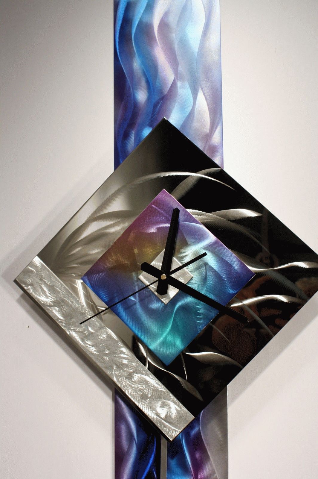 Modern Metal Wall Art Pendulum Clock, Abstract Sculpture Decor Within Newest Purple Metal Wall Art (View 11 of 20)