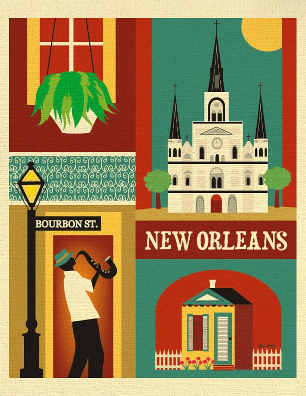 New Orleans Print New Orleans La Art New Orleans Map Nola Intended For Most Popular New Orleans Map Wall Art (Gallery 9 of 20)