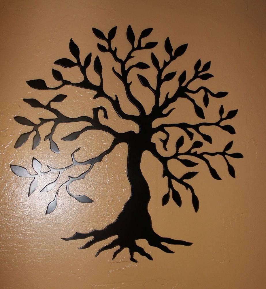 Olive Tree –tree Of Life Black 14" Metal Wall Art Decor | Ebay For Current Metal Wall Art Decor (View 19 of 20)