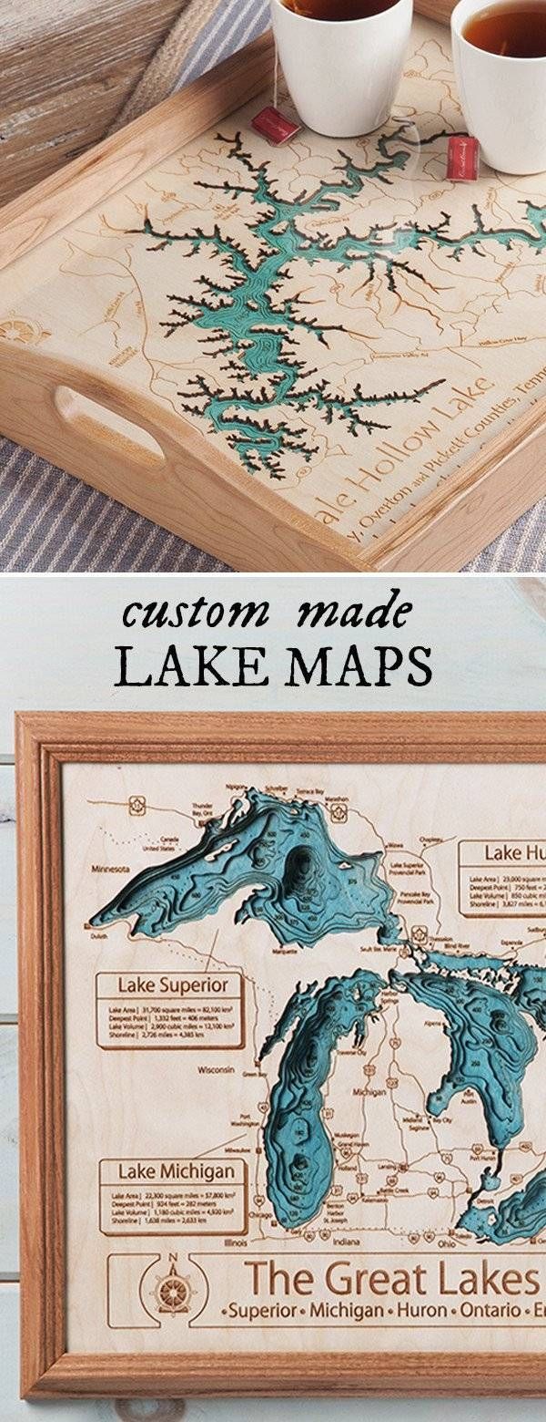 Personalized Wall Art And Cribbage Boards From Lake Art Throughout Newest Lake Map Wall Art (View 12 of 20)