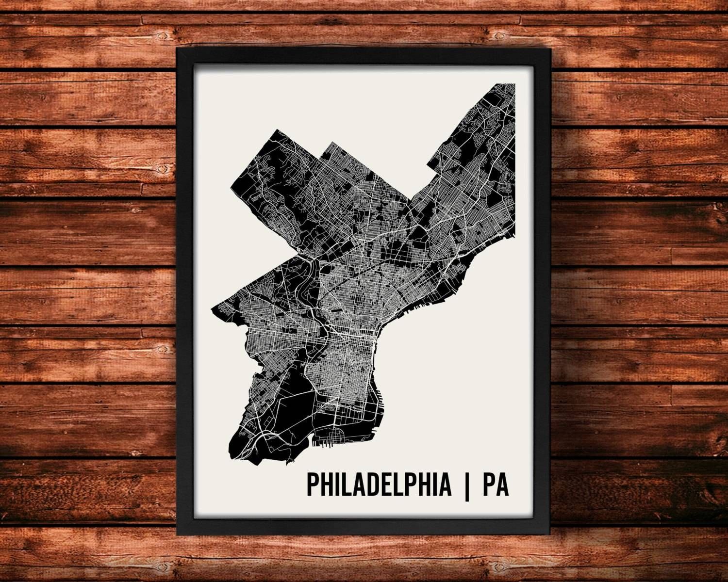 Philadelphia Map Art Print Philadelphia Print Philadelphia With 2017 Philadelphia Map Wall Art (Gallery 8 of 20)