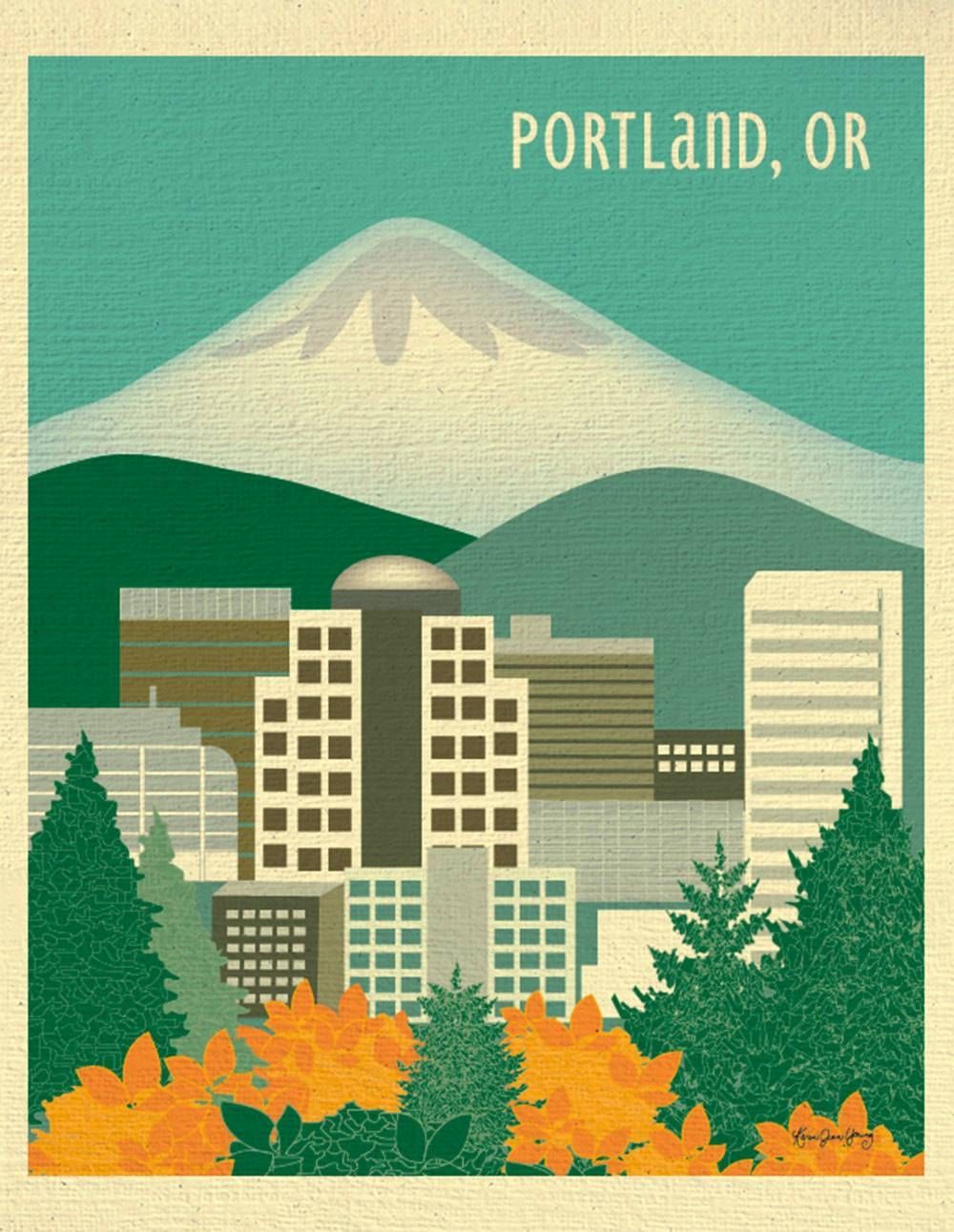 Portland Or Skyline Print Portland Map Portland Or Gift Mt (View 1 of 20)