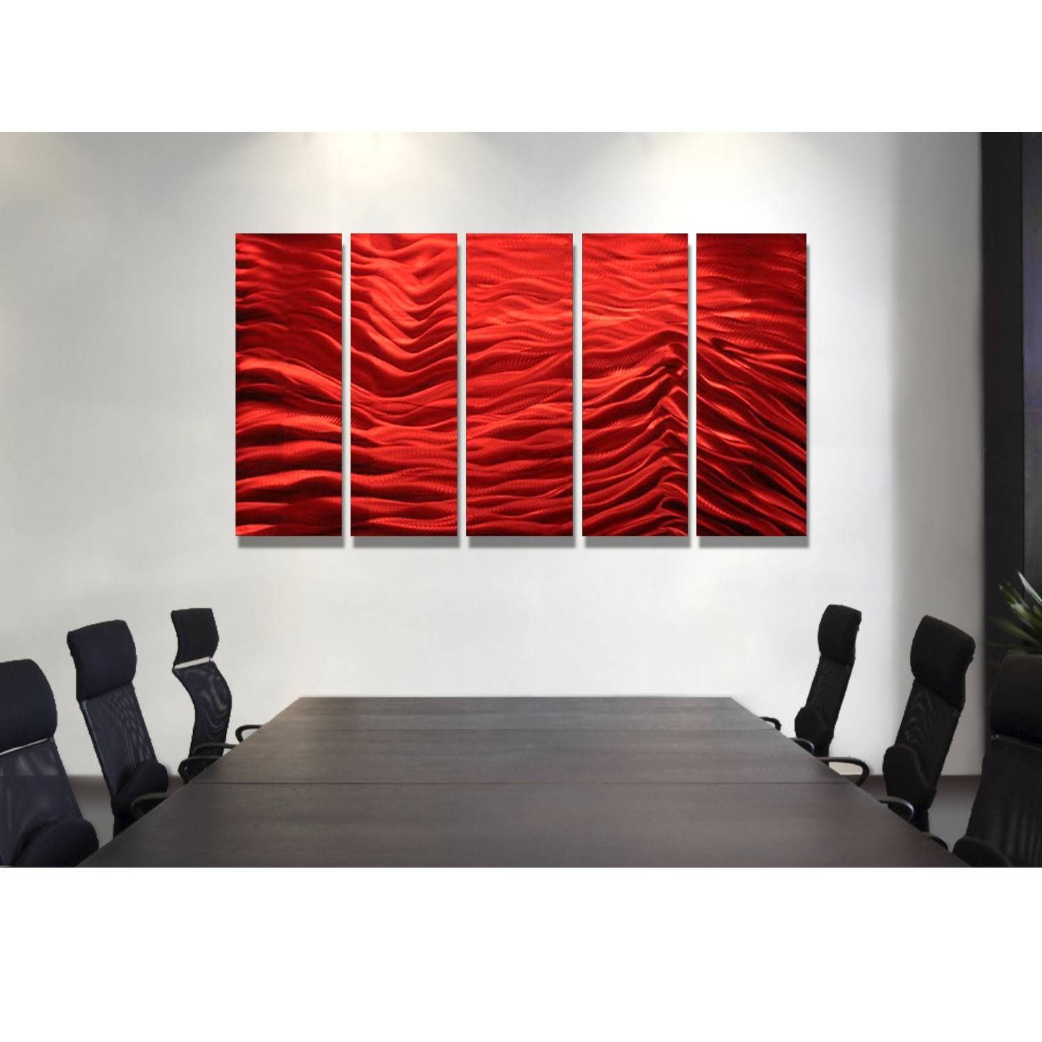 Red Inertia – Red Metal Wall Art – 5 Panel Wall Décorjon Allen Regarding Newest Red Tree Metal Wall Art (View 9 of 20)