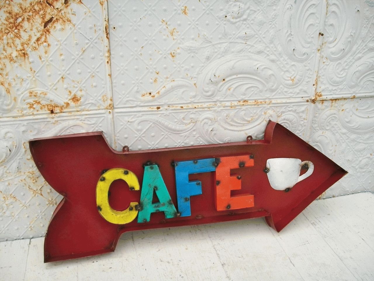 Rustic Metal 3d Cafe Sign Decorative Wall Art Pertaining To Most Up To Date Cafe Metal Wall Art (View 13 of 20)
