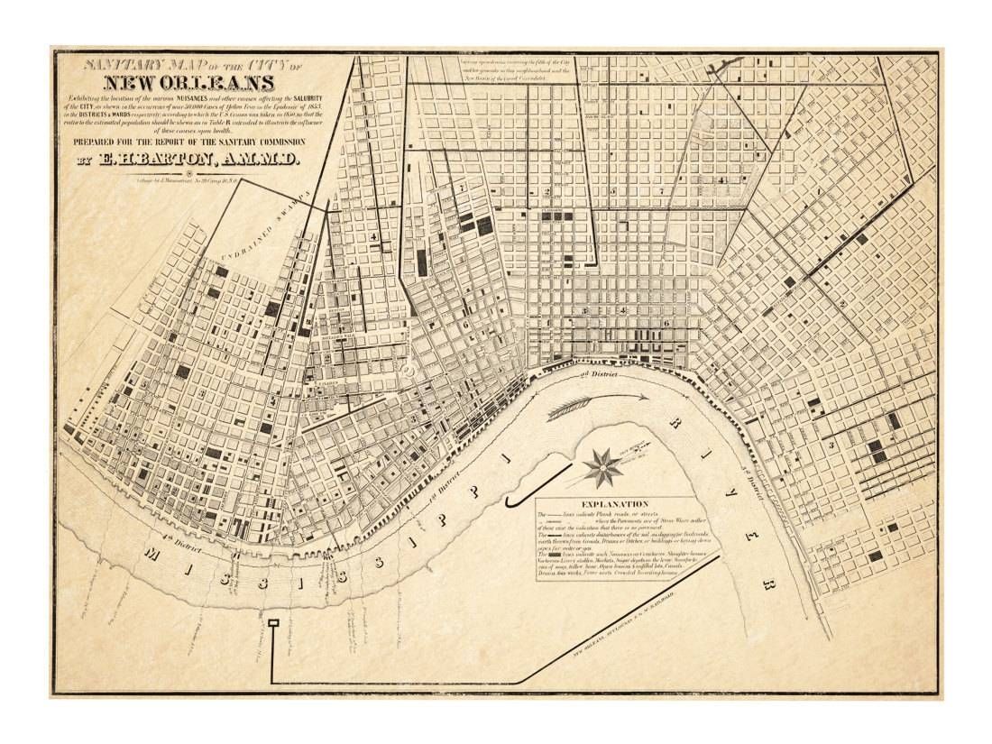 Sanitary Map Of New Orleans – Epidemiology Science – Old Maps And For Newest New Orleans Map Wall Art (Gallery 2 of 20)