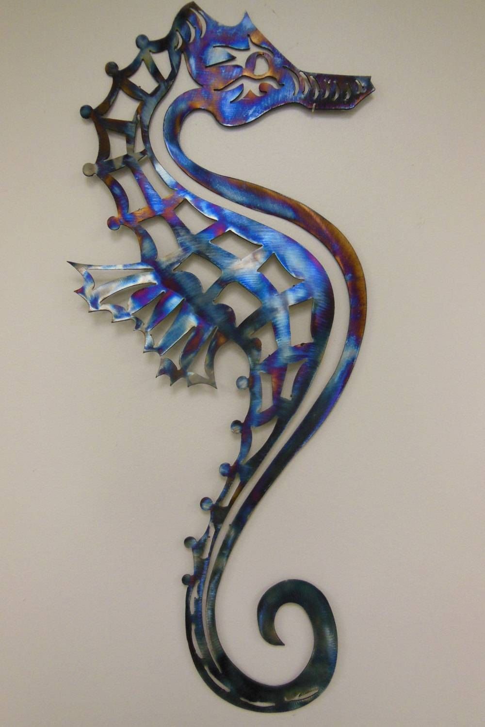 Seahorse Metal Art Wall Sculpture In Aluminum Or Stainless For Most Current Seahorse Metal Wall Art (View 4 of 20)