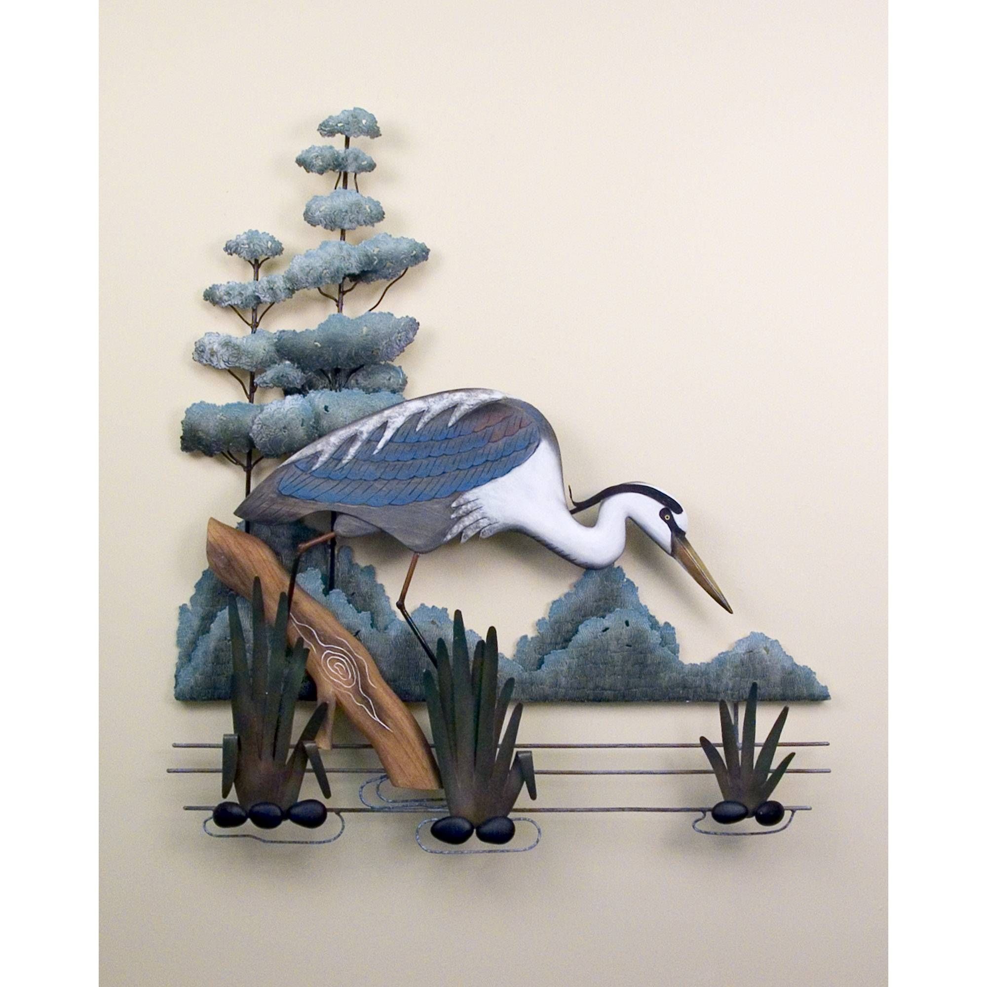 Stalking, Great Blue Heron, Wall Art, Birds, Shore, Tropical Regarding Most Up To Date Tropical Metal Wall Art (View 20 of 20)