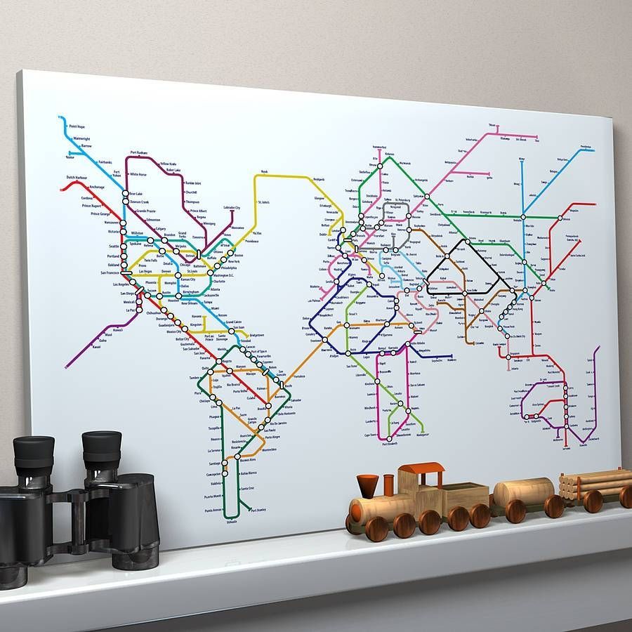 Subway Tube Metro World Map Art Printartpause With Regard To Most Recently Released World Map Wall Art Print (View 13 of 20)