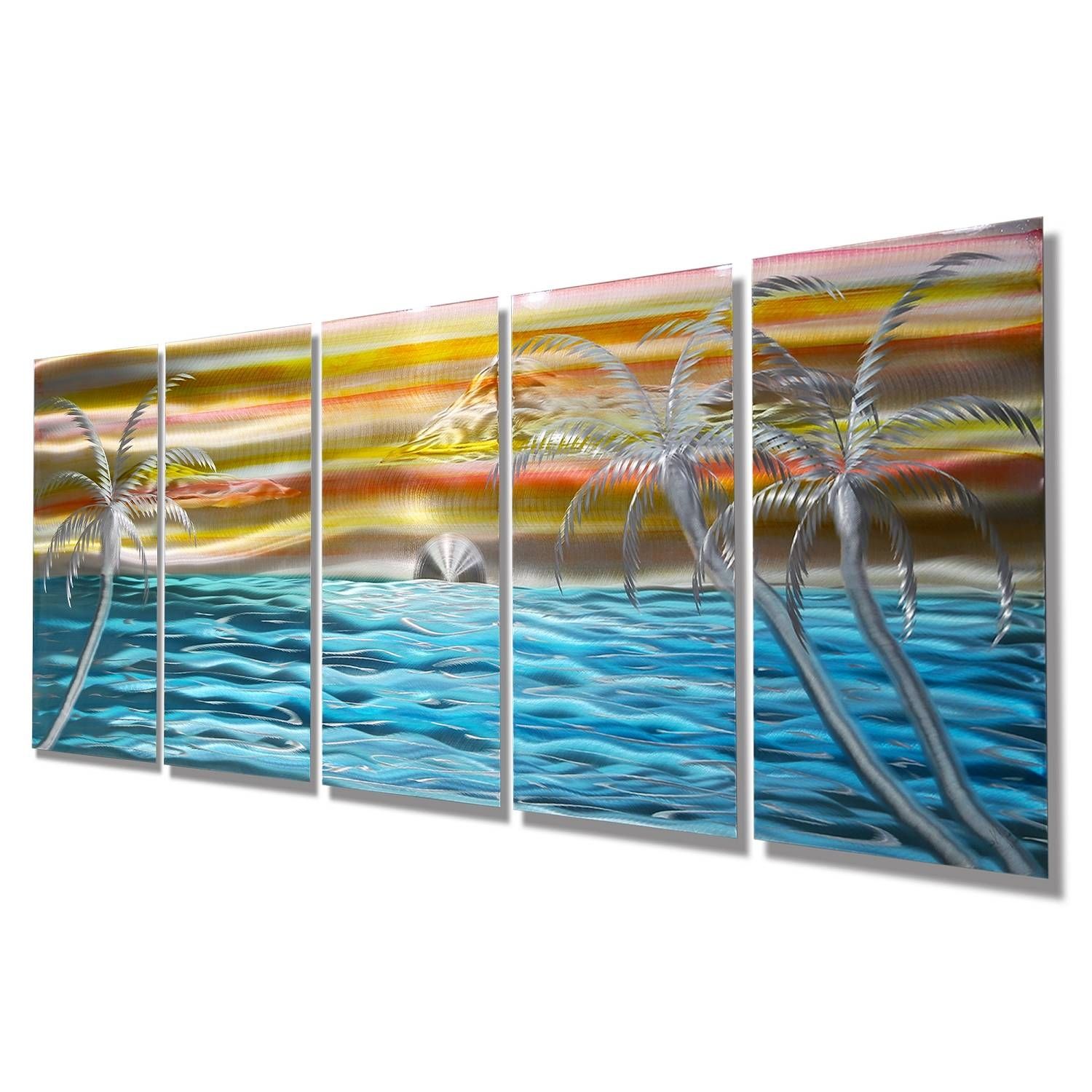 Tangerine Sky Xljon Allen – 84" X 36" With Newest Tropical Metal Wall Art (Gallery 19 of 20)