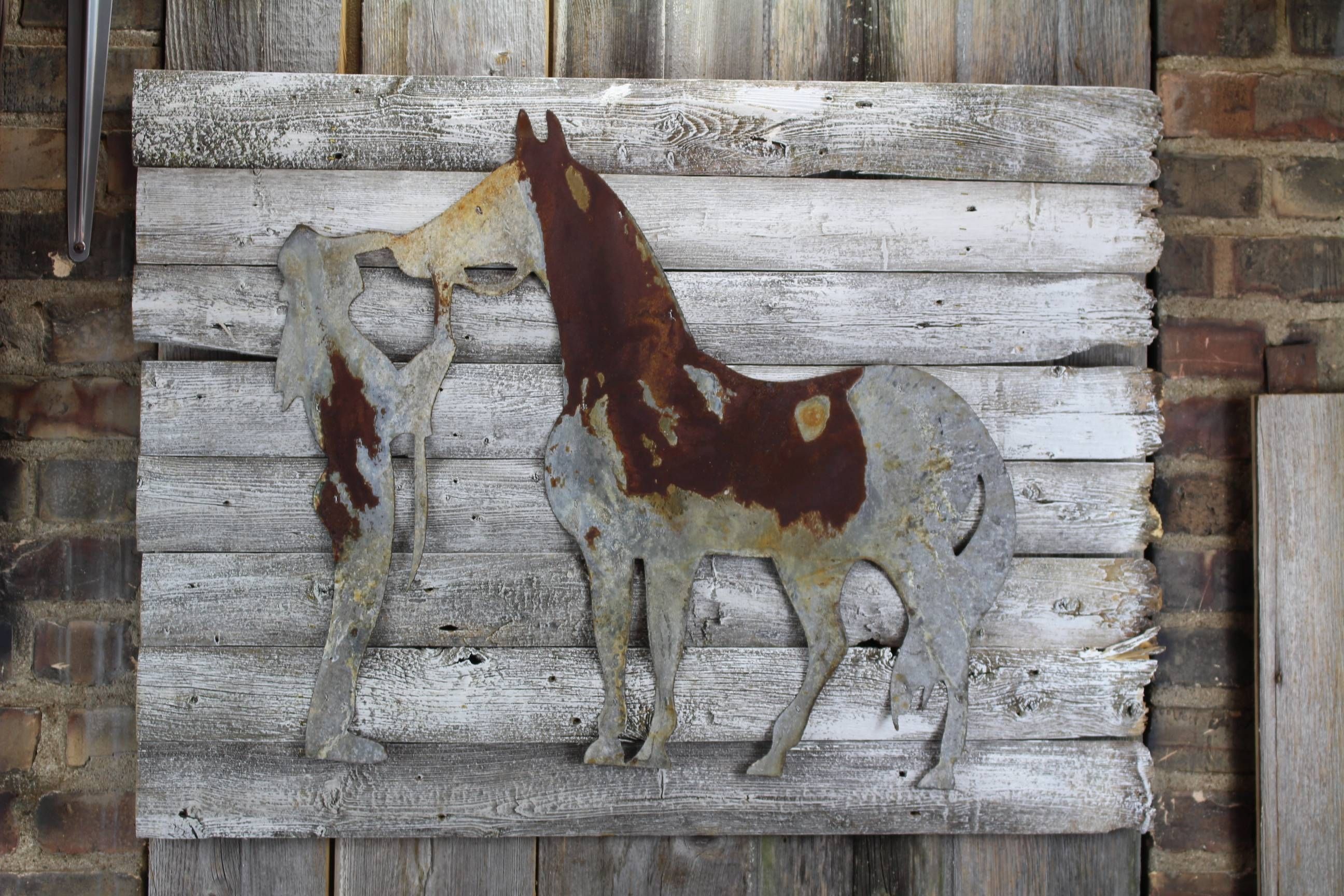 Thin Rusty Metal Horse And Trainer  Shape Only – Rustic Metal Throughout 2018 Horse Metal Wall Art (View 13 of 20)