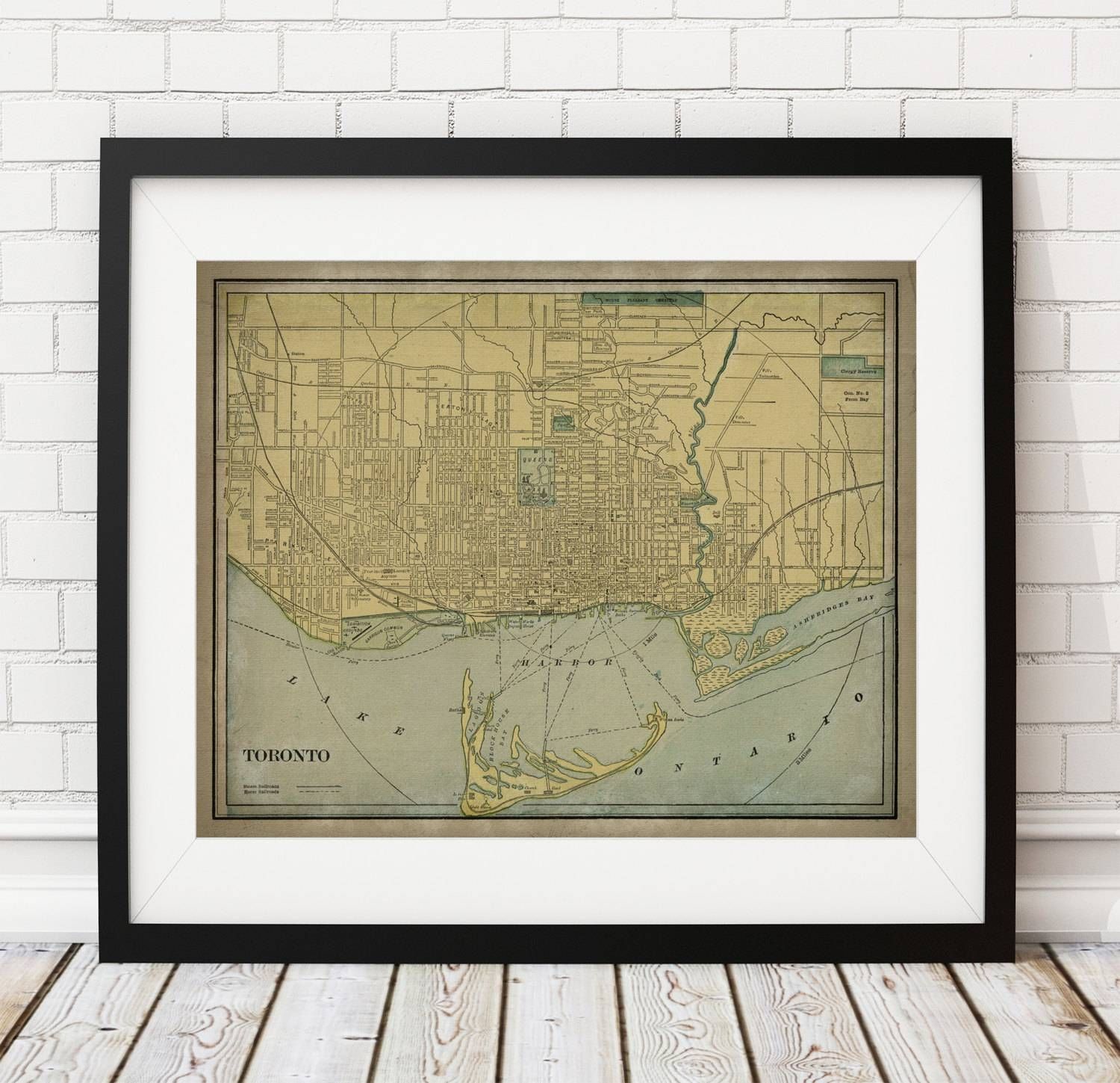 Toronto Map Print, Vintage Map Art, Antique Map, Canadian Wall Art Pertaining To Latest Map Wall Art Toronto (View 1 of 20)