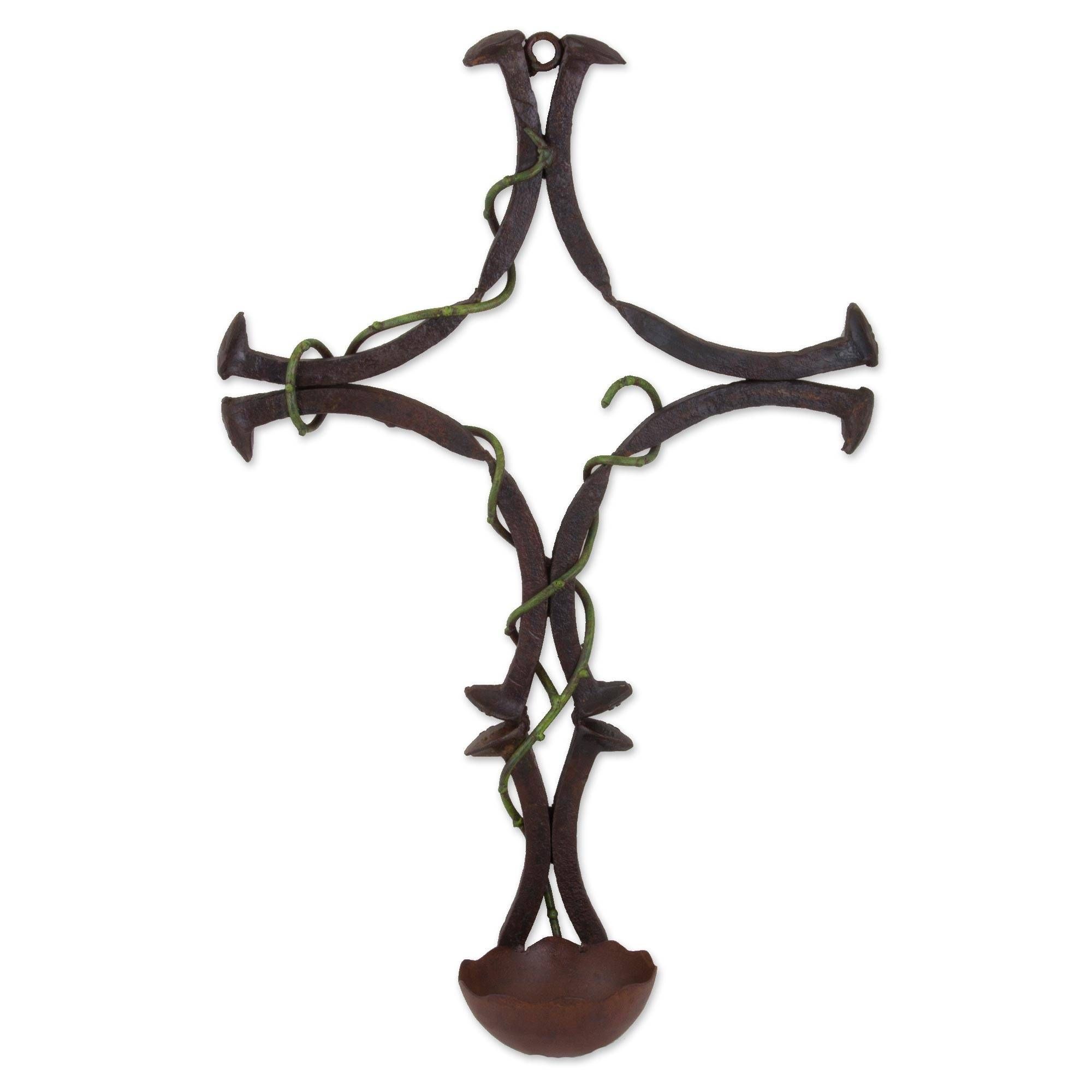 Upcycled Railroad Spikes Ivy Wall Cross Religious Metal Art – Ivy Within Most Current Religious Metal Wall Art (View 14 of 20)