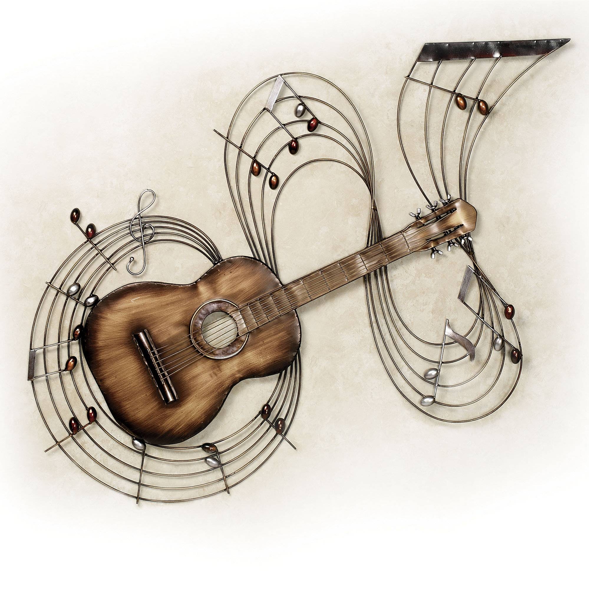 Wall Art Design Ideas: Guitar Unique Music Wall Art Metal Design for Most Current Brushed Metal Wall Art