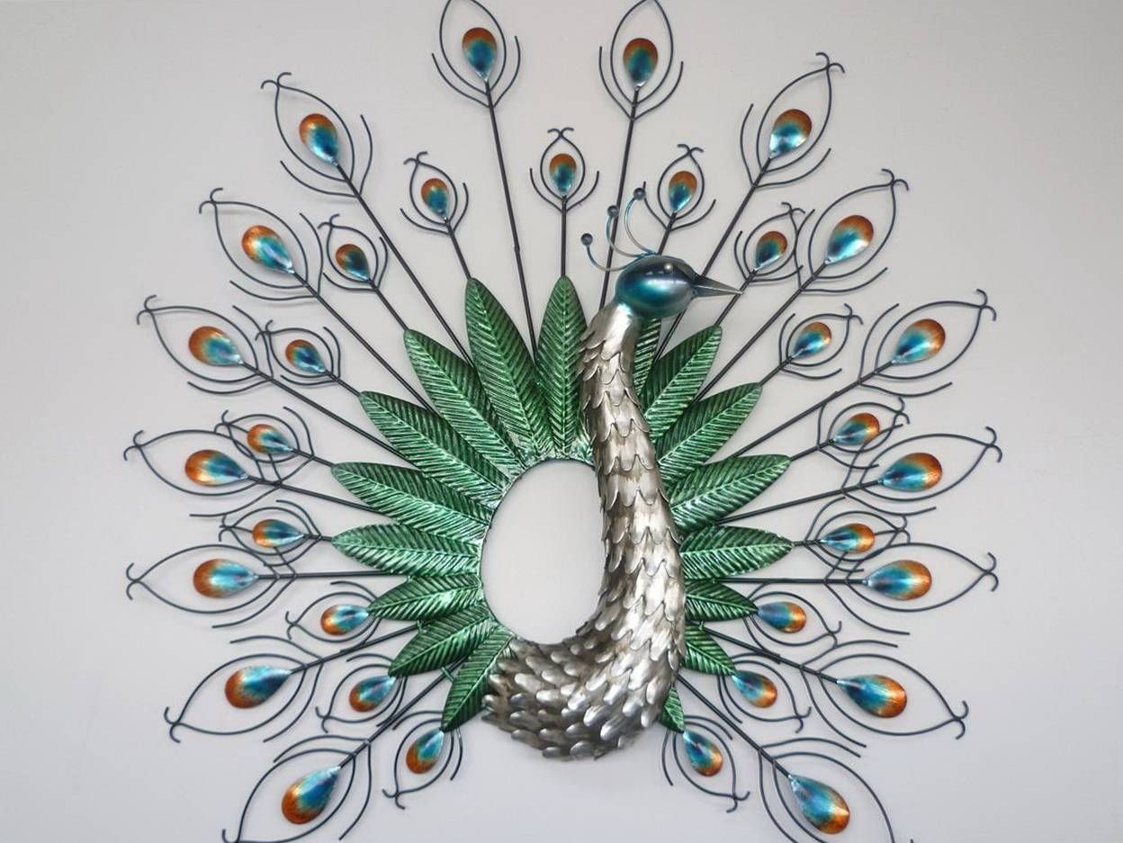 Wall Art Design Ideas: Nice Wings Peacock Metal Wall Art Adorable Pertaining To Most Popular Unique Metal Wall Art Decors (View 13 of 20)