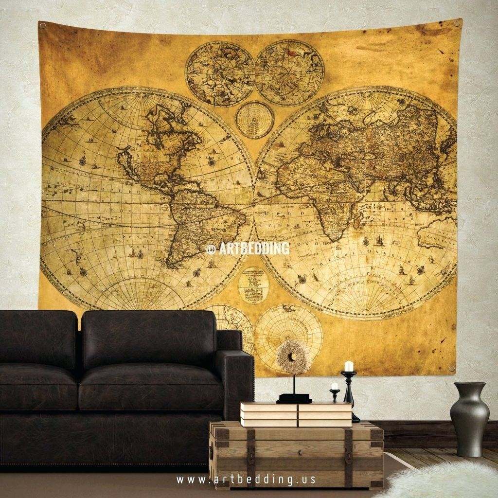 Wall Arts ~ Old World Map Art Canvas Large Vintage Map Wall Art Intended For Current Texas Map Wall Art (View 18 of 20)