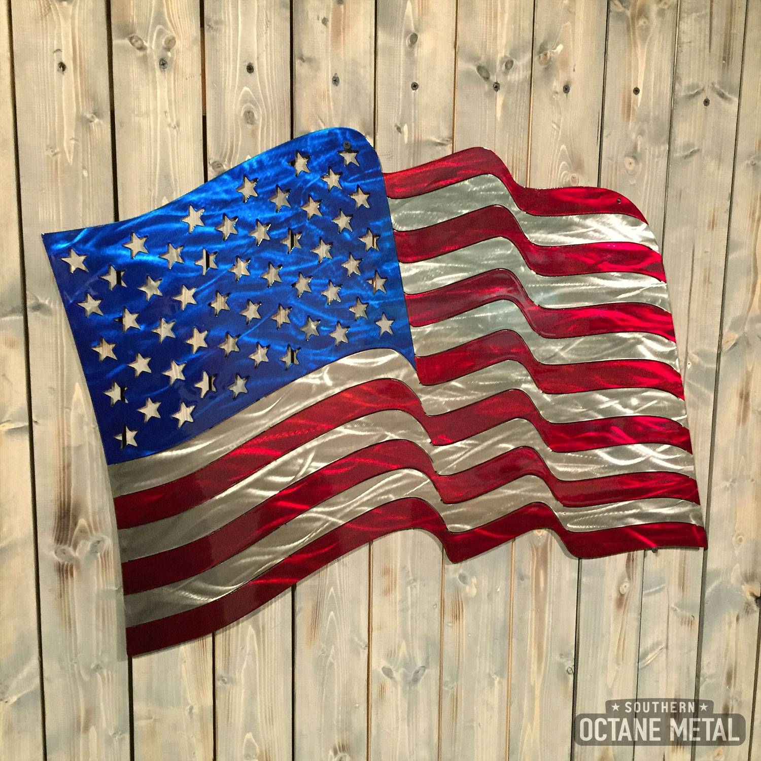 Waving American Flag Metal Art – Southern Octane Metal Intended For Recent American Flag Metal Wall Art (Gallery 1 of 20)