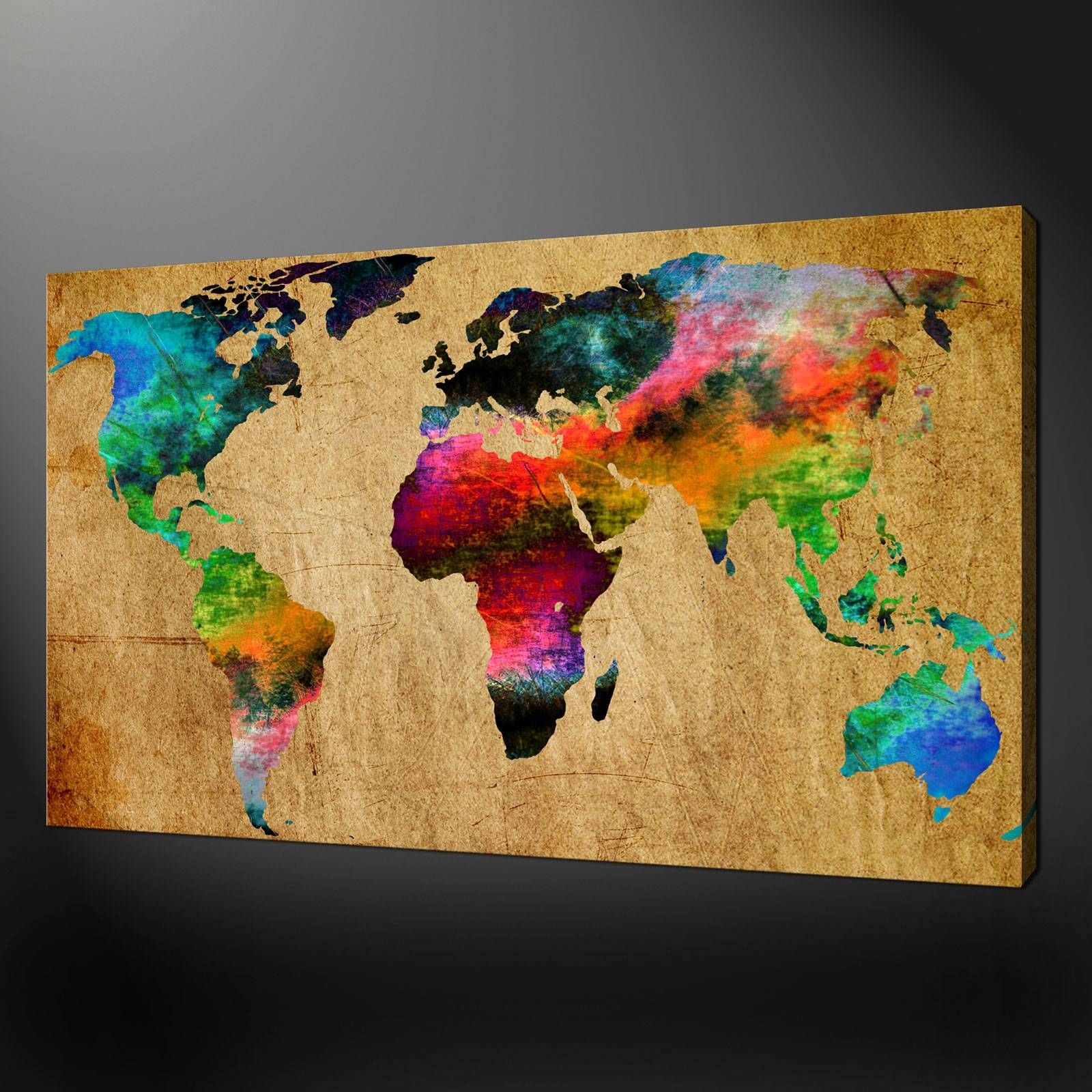 World Map Canvas Wall Art Picture Print In Best And Newest Abstract World Map Wall Art (View 10 of 20)