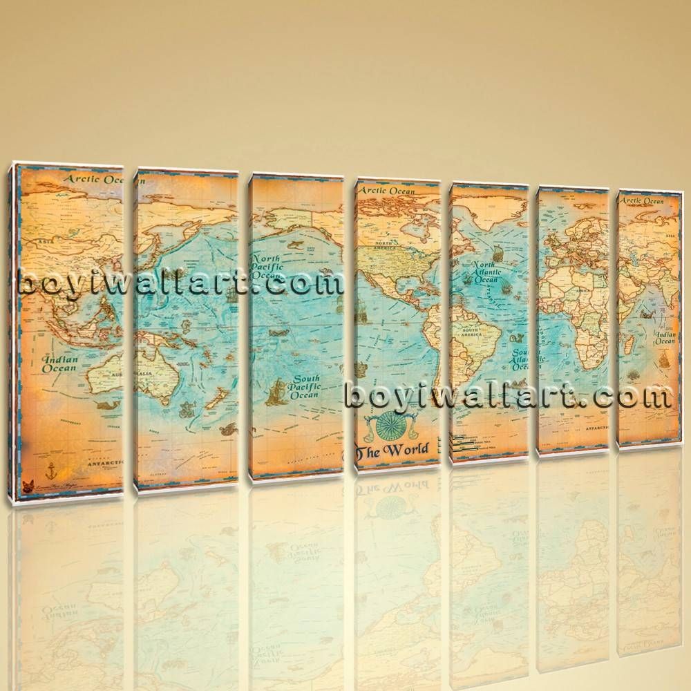 World Map Global Hd Canvas Print Retro Giant Picture Wall Art Decor Inside Latest World Map Wall Art Print (Gallery 20 of 20)