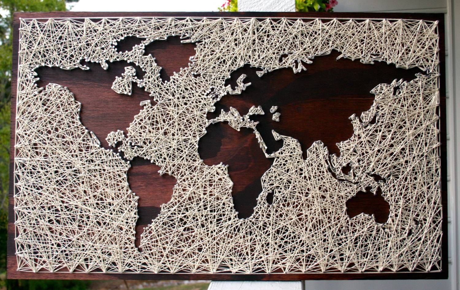 World Map Wall Art String Art Map World Map Art Map Wood Pertaining To Most Popular String Map Wall Art (View 5 of 20)