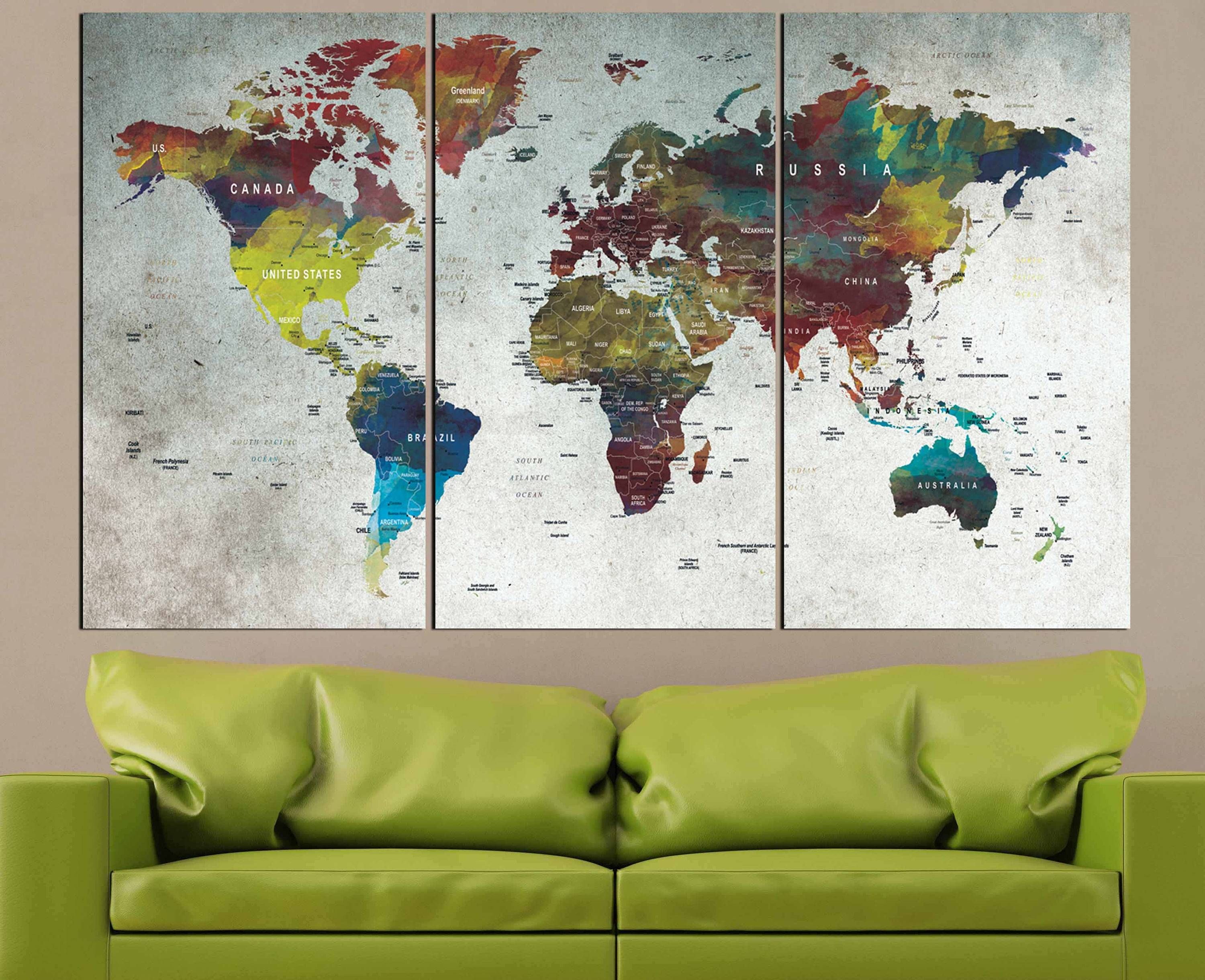 World Map,map,wall Art,large World Map,push Pin Map,abstract World In 2017 Abstract World Map Wall Art (View 13 of 20)