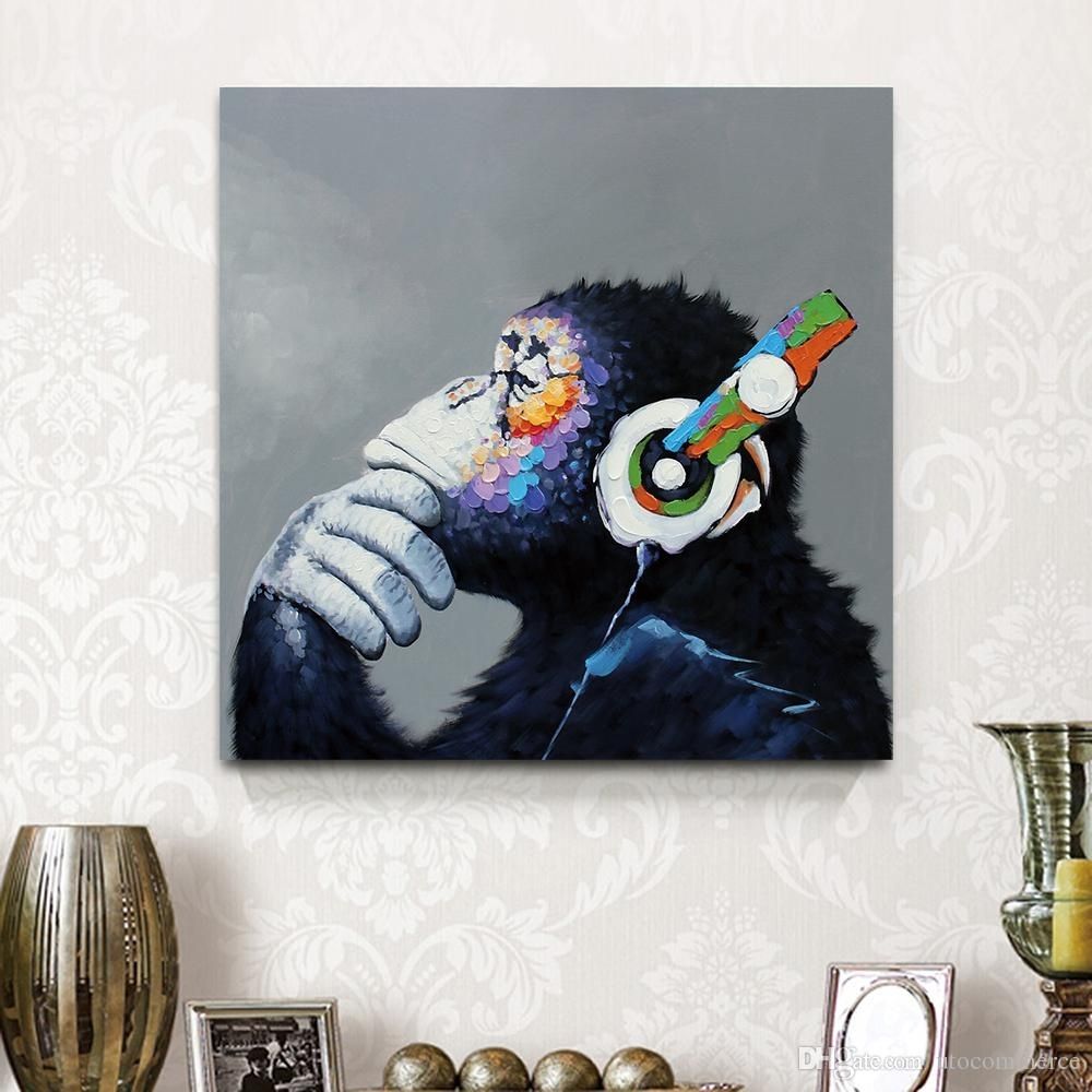 2018 Framed Funny Thinking Monkey Series,canvas Painting Modern Intended For Current Abstract Animal Wall Art (View 11 of 20)