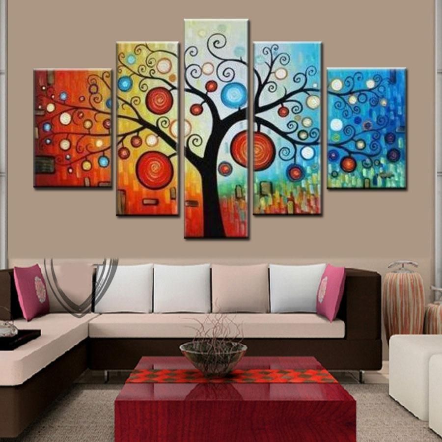 2018 Hand Painted Modern Abstract Apple Tree Oil Painting On Regarding Current Inexpensive Abstract Wall Art (View 1 of 20)