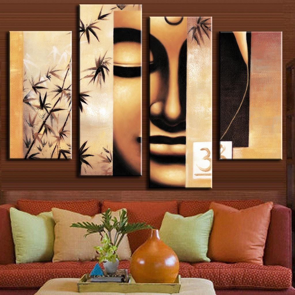 4 Pcs/set Retro Figure Painting Prints On Canvas Holy Abstract Pertaining To Most Recent Abstract Buddha Wall Art (View 12 of 20)